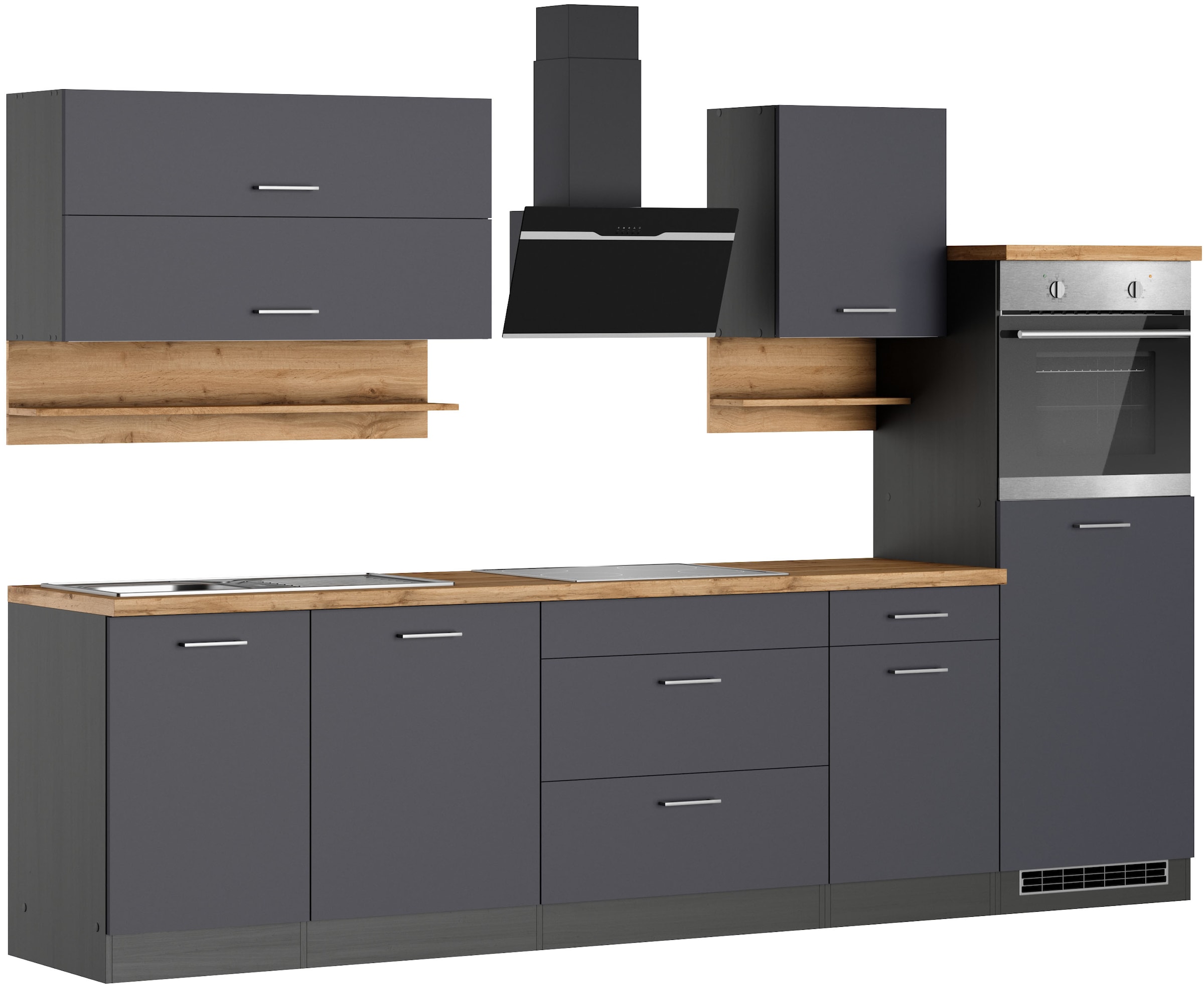 KOCHSTATION Küchenzeile »KS-Milan« 300 cm breit, robuste Metallauszüge, viel Stauraum