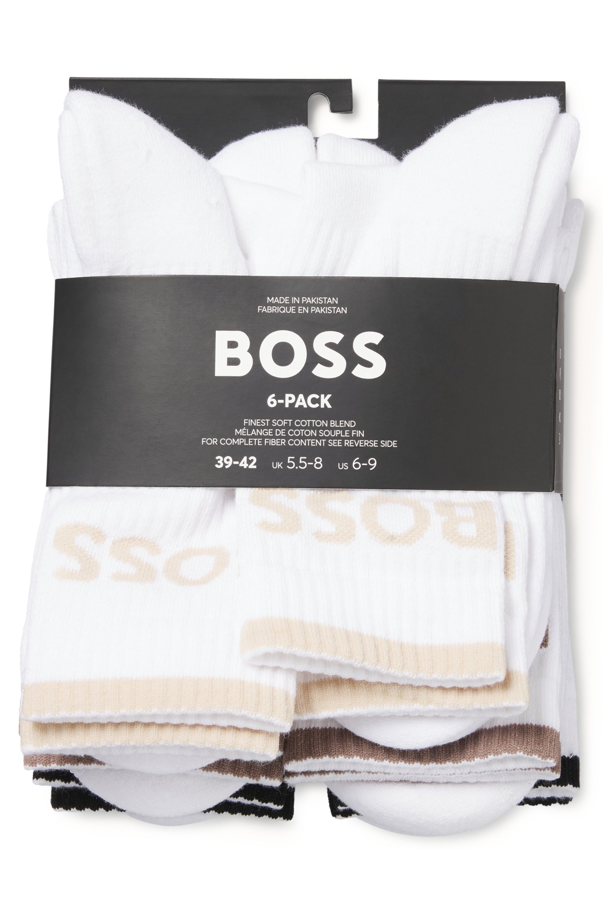 BOSS Businesssocken »6P QS Stripe CC«, (Packung, 6 Paar, 6er), mit BOSS Schriftzug