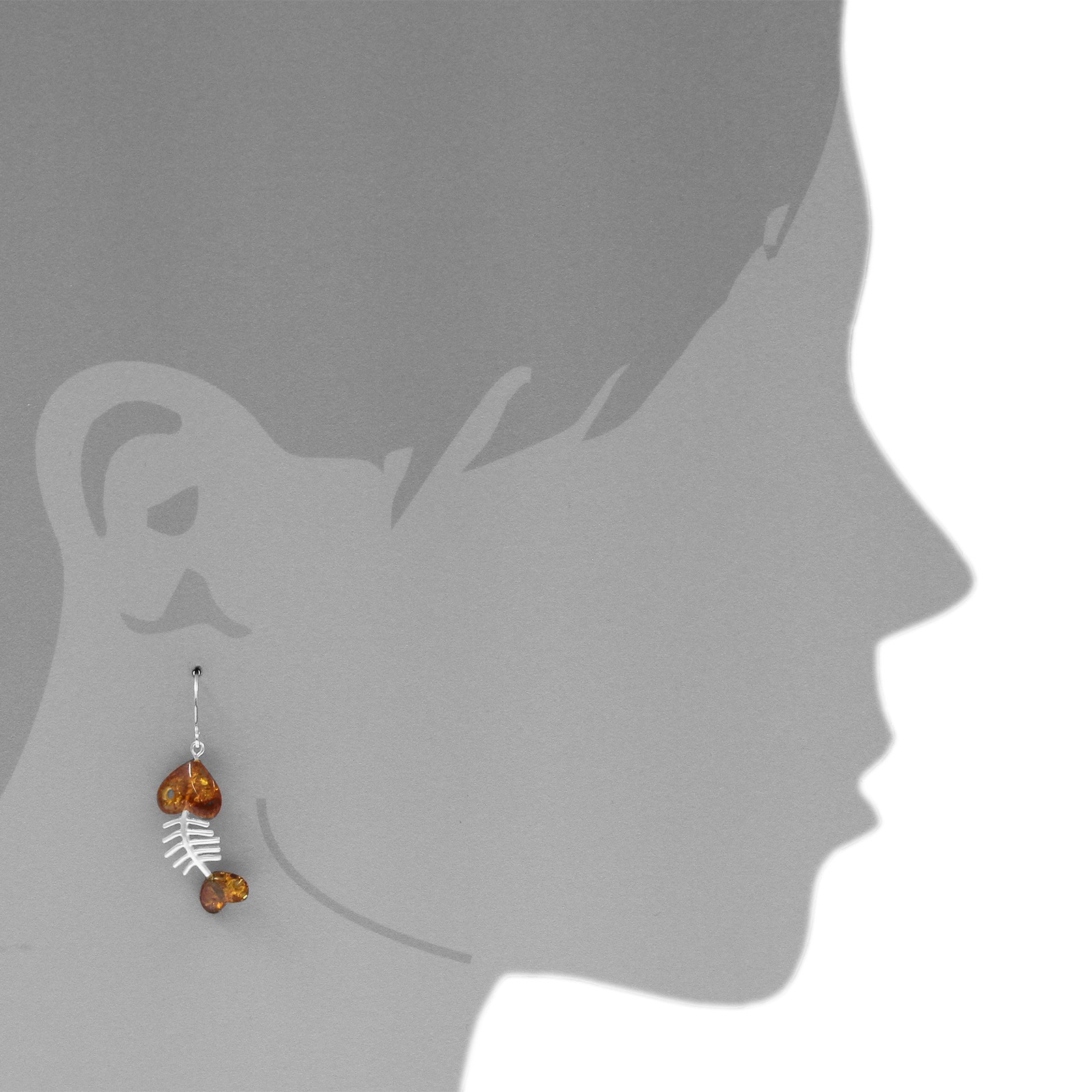 OSTSEE-SCHMUCK Paar Ohrhänger »- Fisch 30 mm - Silber 925/000 - Bernstein«