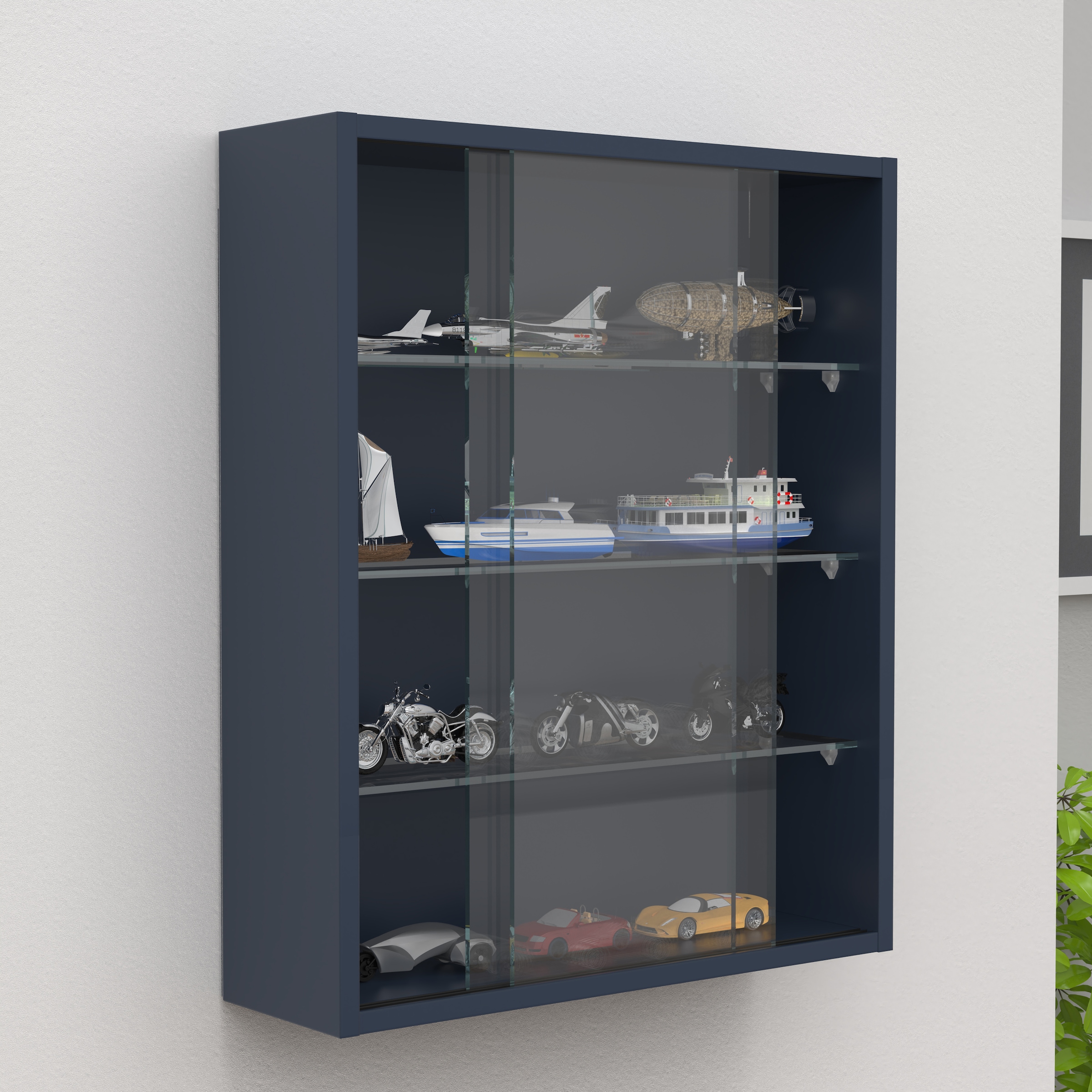 VCM Wandregal »VCM Glasvitrine hängend | Vitrine Glas mit ESG-Sicherheitsglas | Maße ca. H. 60 x B. 50 x T. 15 cm | Hängevitrine Glas | Modern und platzsparend | Glas Vitrinenschrank - Drivalo M«