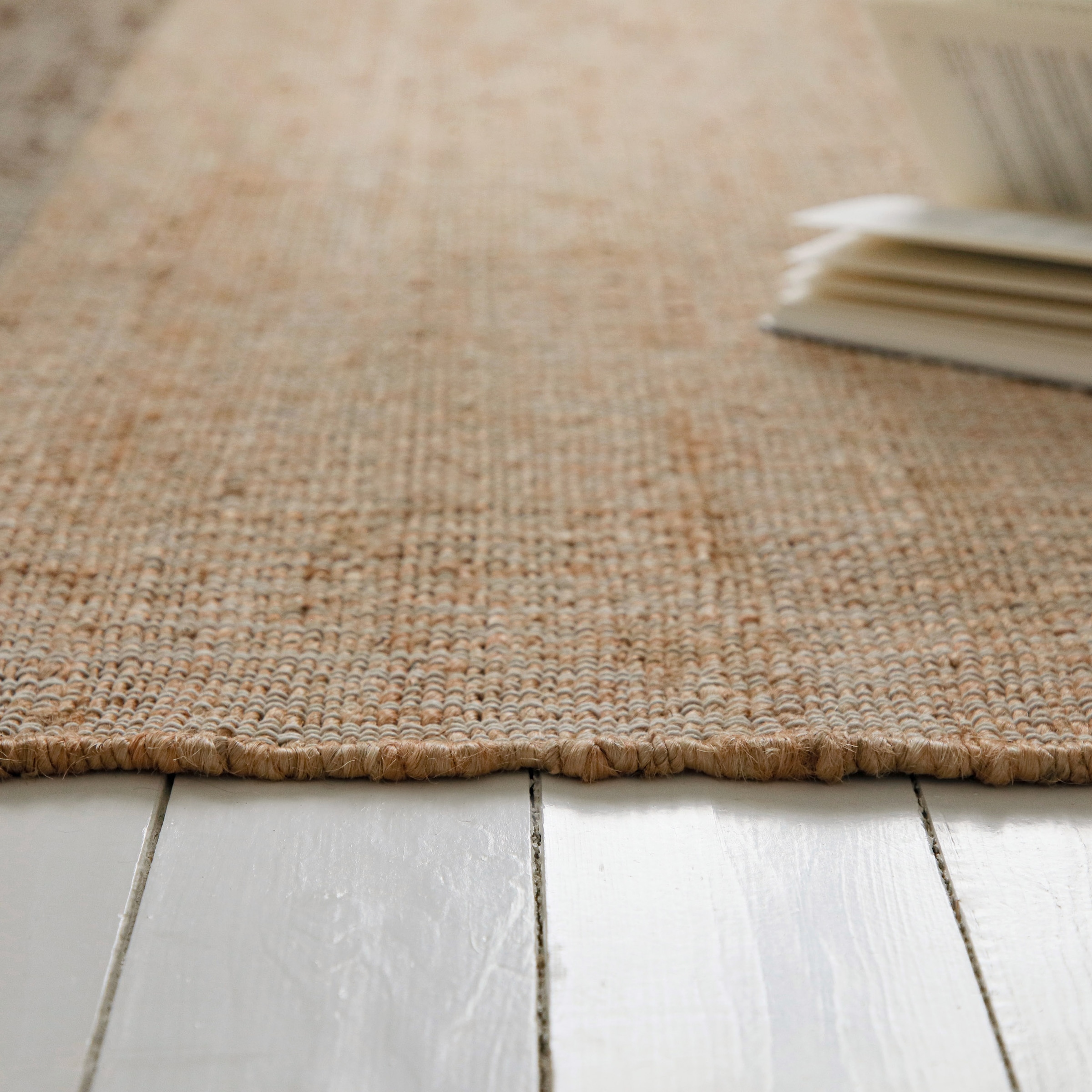 OTTO home Teppich »Dallin«, rechteckig, 4 mm Höhe, 80% Jute, handgewebt, mit Fransen, Wohnzimmer, Naturfaser