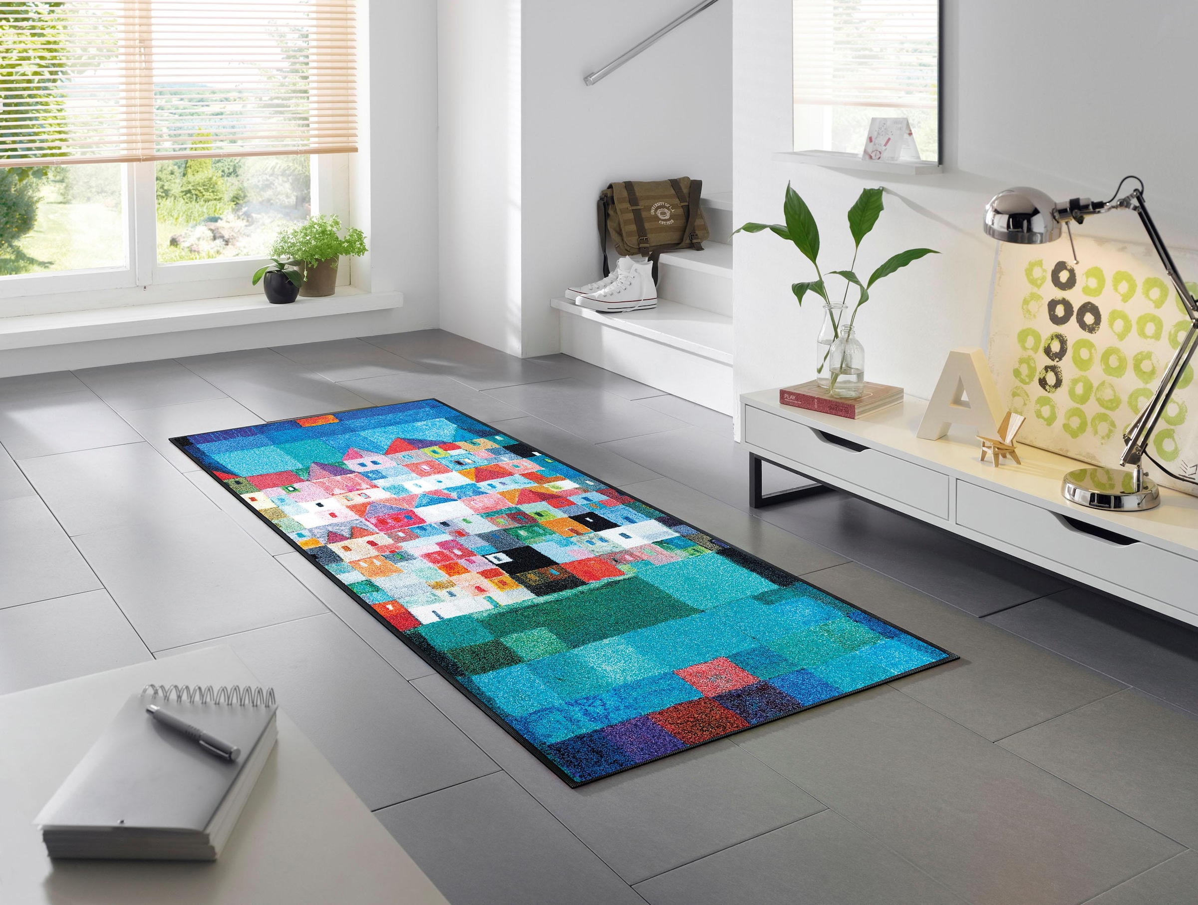 wash+dry by Kleen-Tex Läufer »Colourful Houses« rechteckig 7 mm Höhe Schmutzfangläufer, rutschhemmend, In- und Outdoor geeignet, waschbar