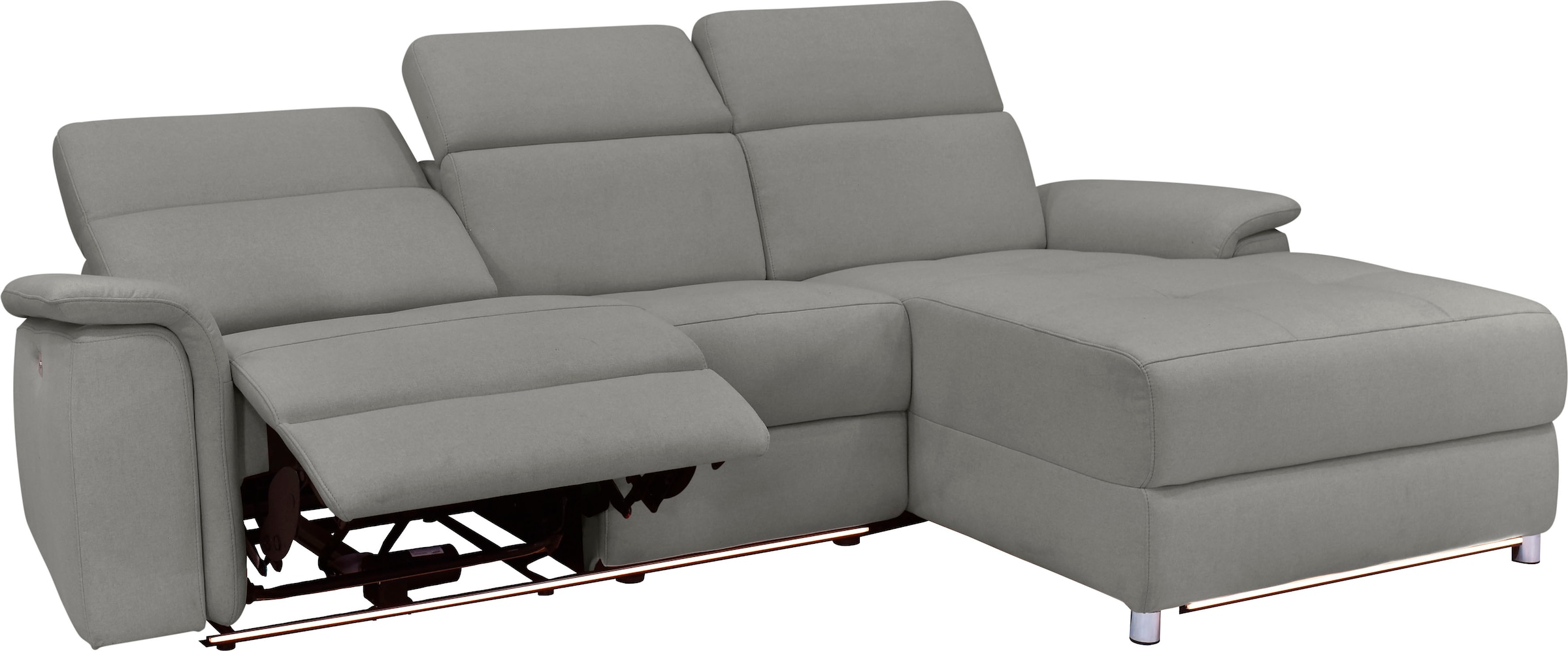 Places of Style Ecksofa »Pareli, L-Form, 259cm,m. Recamiere, Echtleder, Kunstleder, Webstoff«, man. o. elektr. Relaxfunktion, USB/Kopfteilverstellg u. LED
