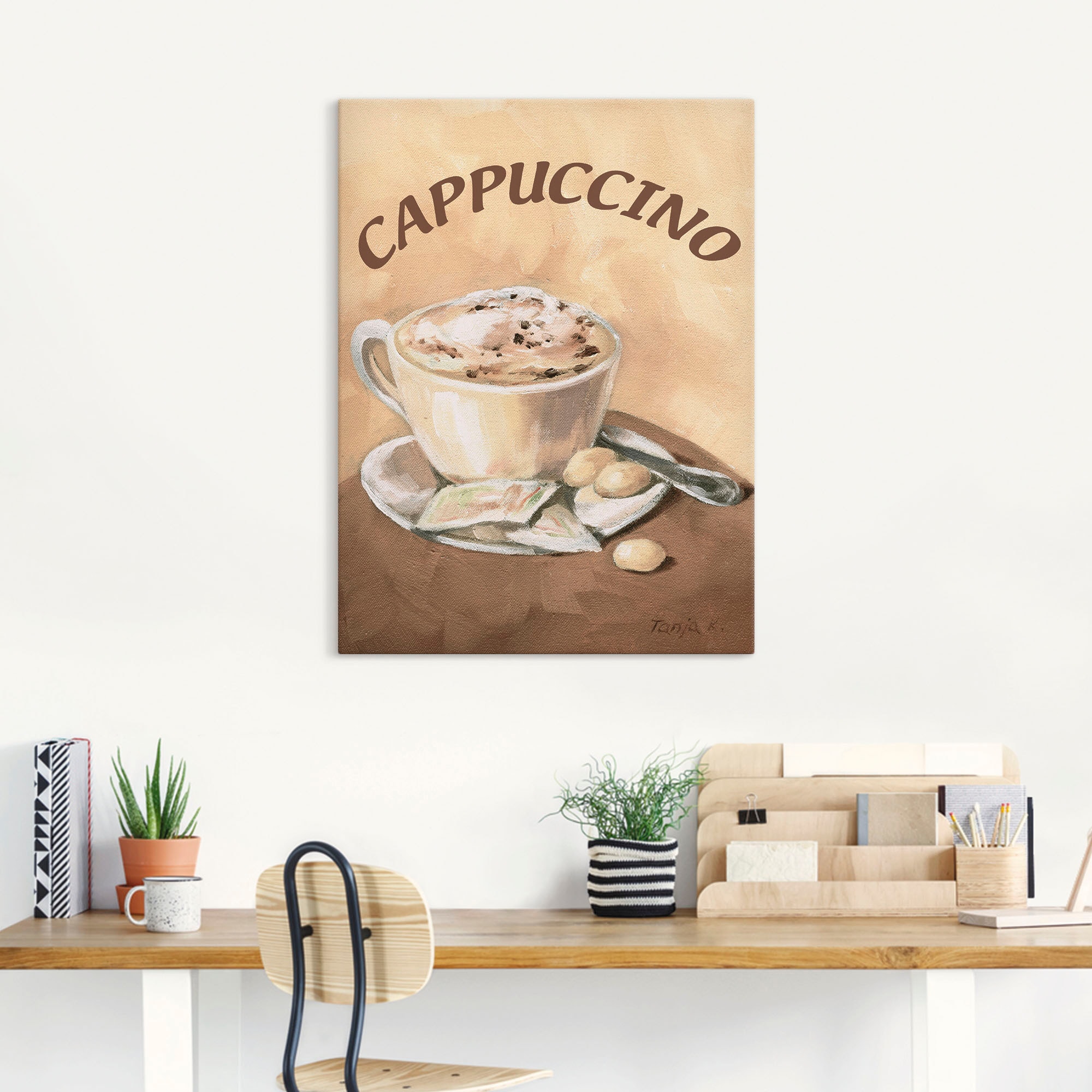 Artland Leinwandbild »Tasse Cappuccino« Getränke 1 Stk. tlg. auf Holzrahmen gespannt