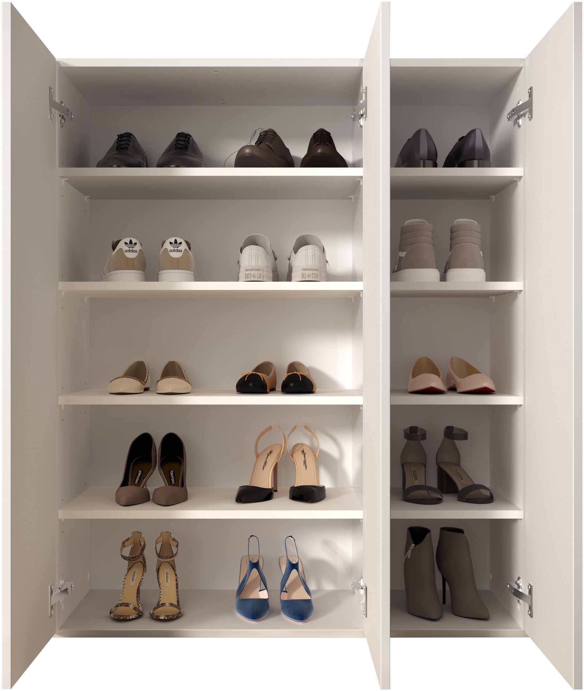 INOSIGN Schuhschrank »SMILE Breite 95 cm, Höhe 116 cm, Schuhregal mit 5 Ebenen,«, Schuhkommode in Weiss Hochglanz Lack