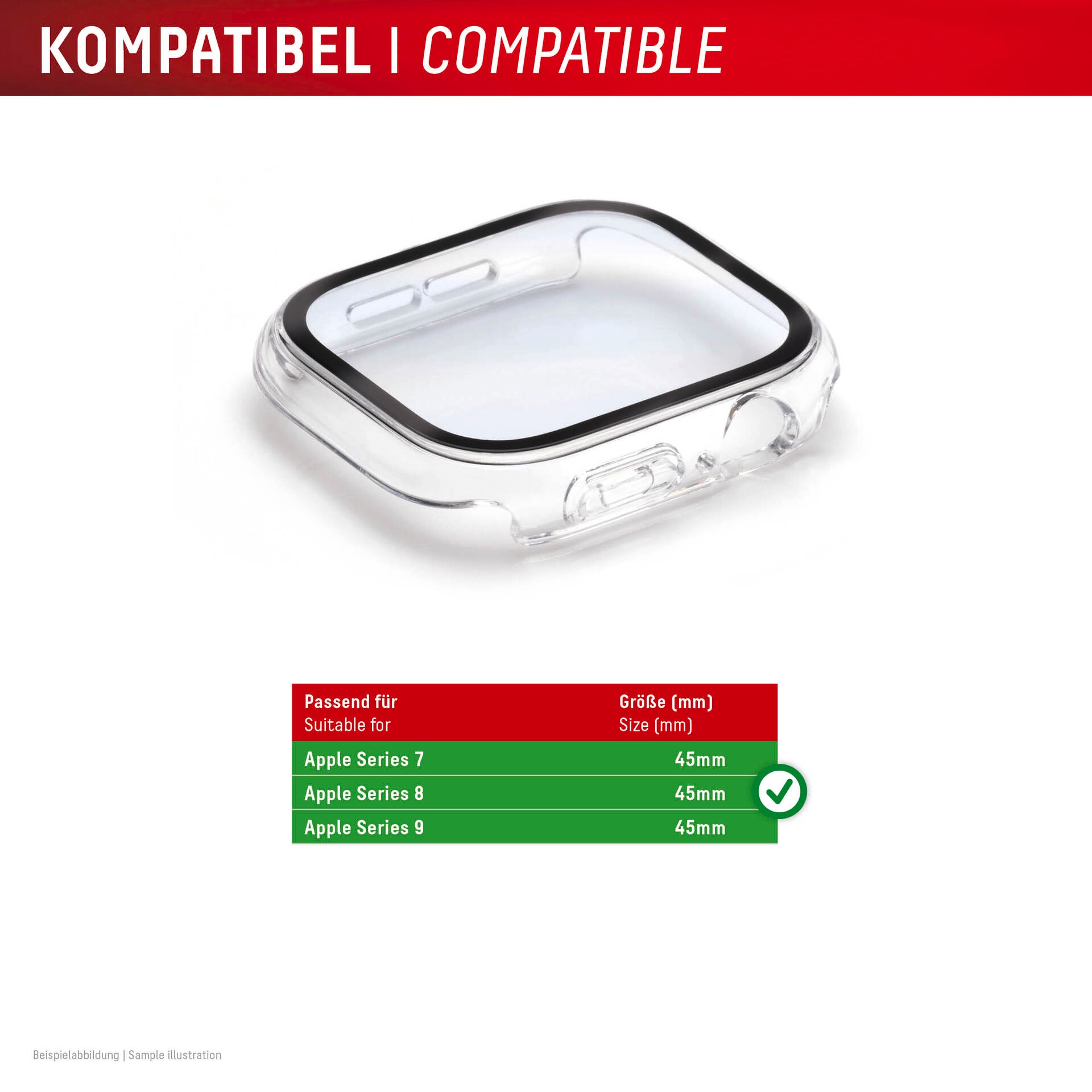 Displex Displayschutzglas »Smartwatch Glass All-In-One Protector Full Body«, für Apple Watch Series 7 45 mm-Apple Watch Series 8 45 mm-Apple Watch Series 9 45 mm, Displayschutzfolie, Schutzfolie, Bildschirmschutz, kratz- & stoßfest