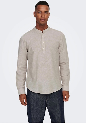 Langarmhemd »ONSCAIDEN LS HALFPLACKT LINEN SHIRT«