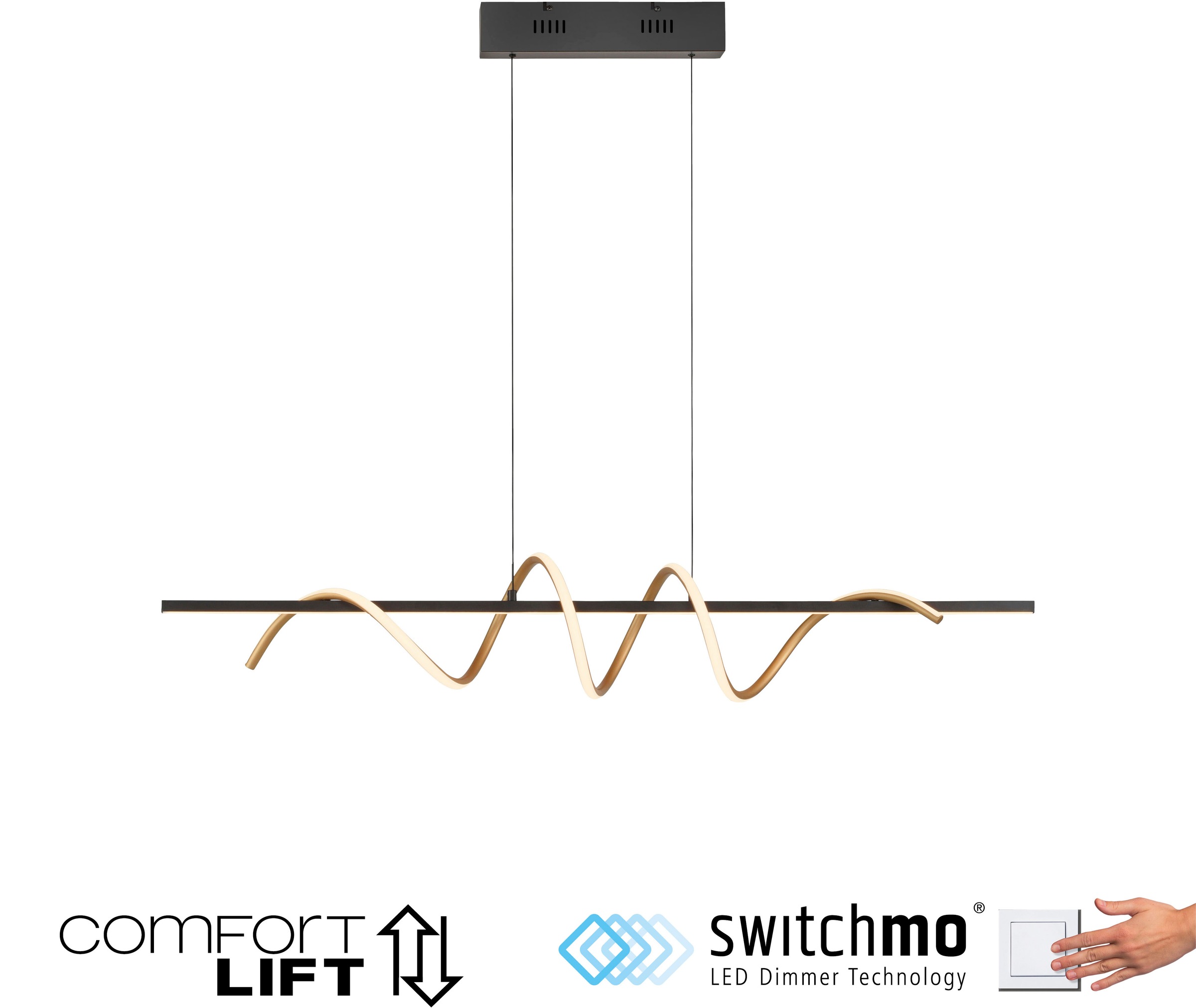 JUST LIGHT Pendelleuchte »EMANDA«, 1 flammig, Leuchtmittel LED-Board | LED fest integriert, LED, dimmbar, Switchmo, Comfort Lift, Memory, nach Trennung vom Netz