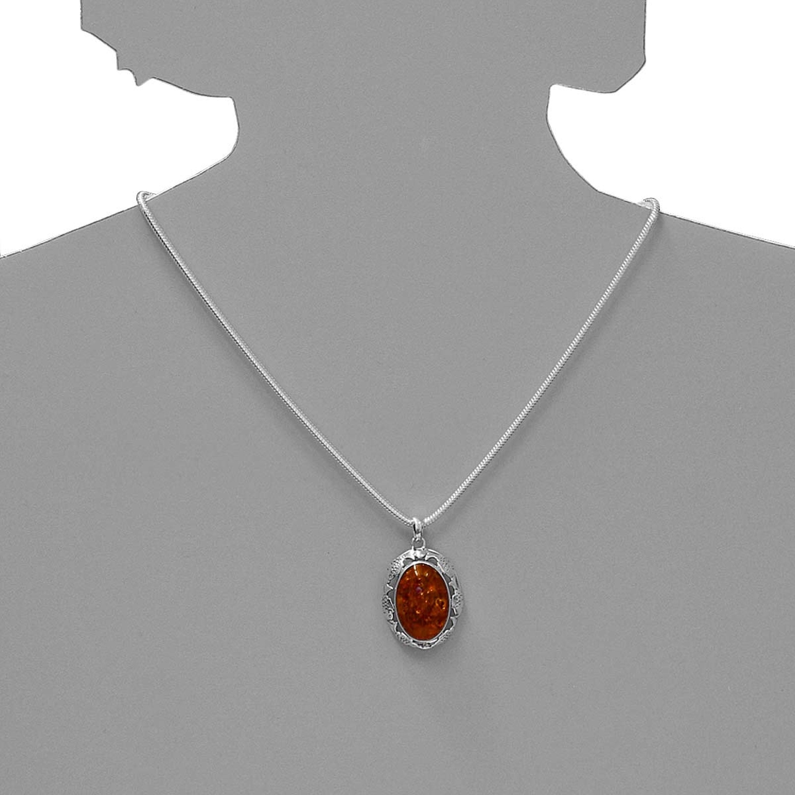 OSTSEE-SCHMUCK Kettenanhänger »- Fischland 41x25 mm - Silber 925/000 - Bernstein«