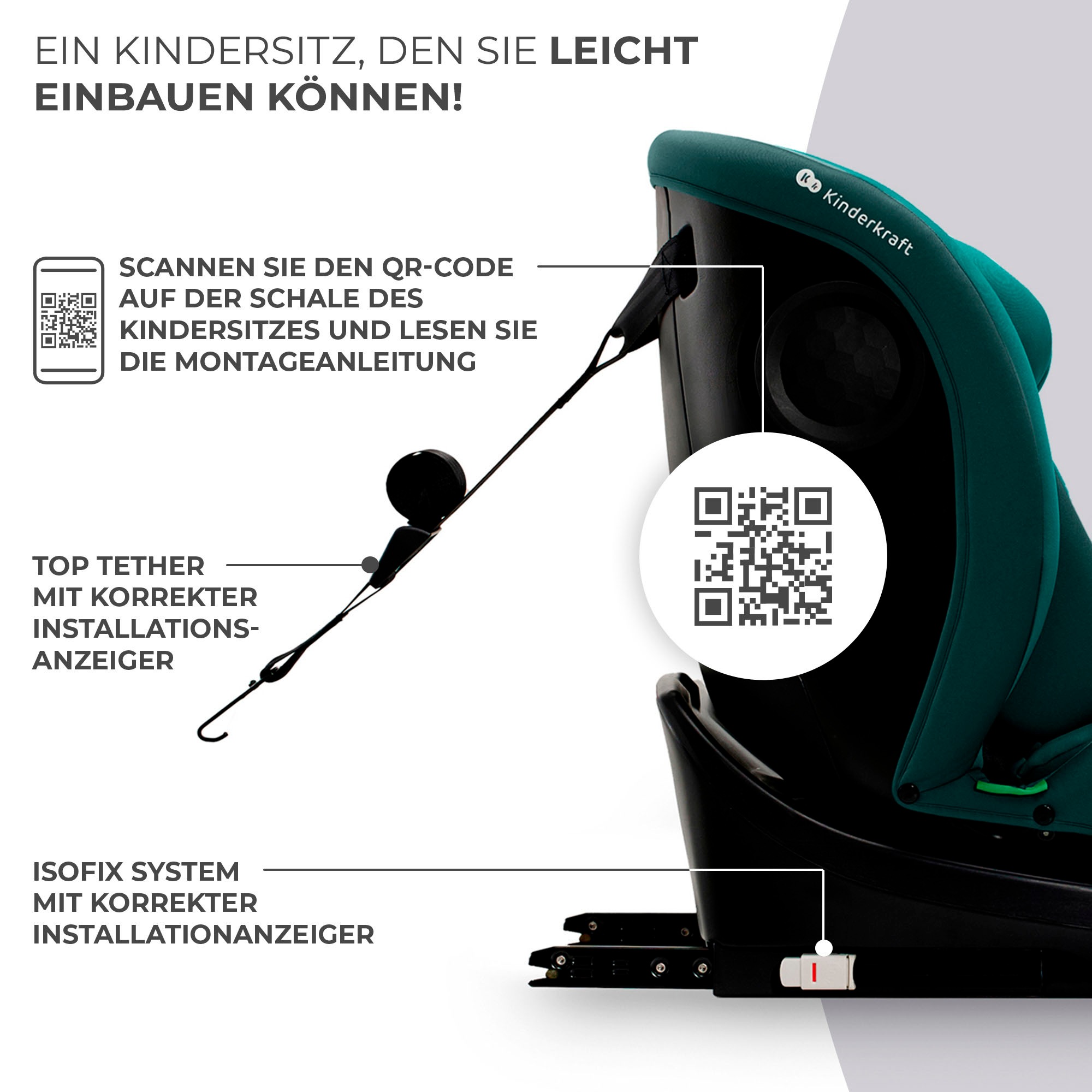 Kinderkraft Autokindersitz »I-GROW i-Size« Klasse 0 / 1 / II / III (bis 36 kg) 360° – drehbarer Kindersitz