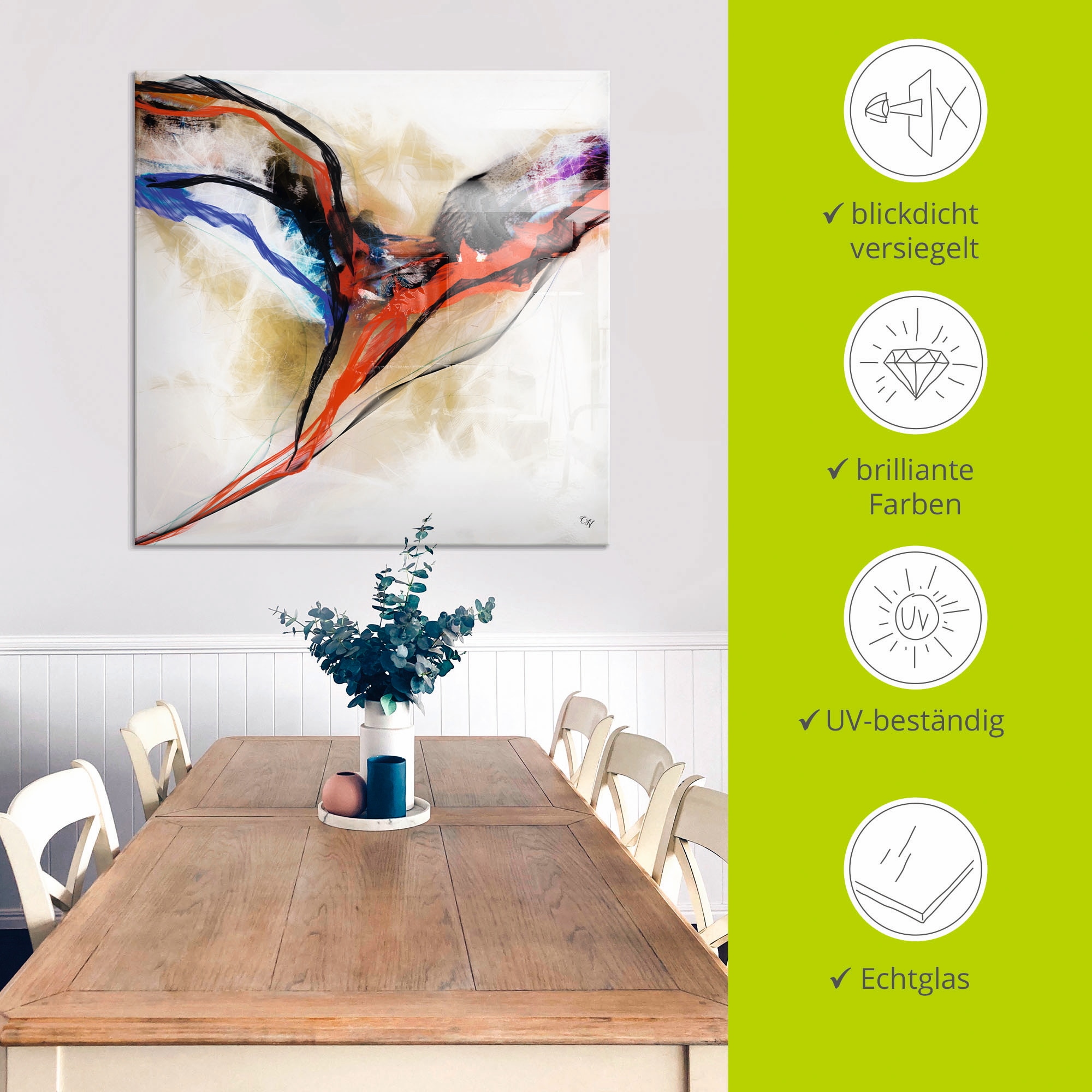 Artland Glasbild »Engel - abstrakt I« Muster 1 Stk. tlg. in verschiedenen Größen