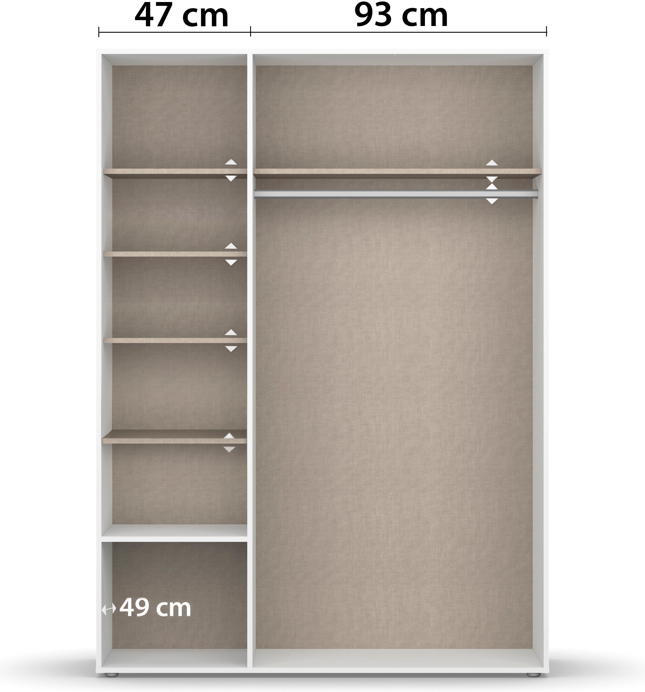 rauch Drehtürenschrank »Kleiderschrank Schrank Garderobe Wäscheschrank VOYAGER«, (in 3 verschiedenen Ausstattungen BASIC/CLASSIC/PREMIUM), mit modernen Griffen in Graumetallic, inkl. Schubkästen und Spiegel