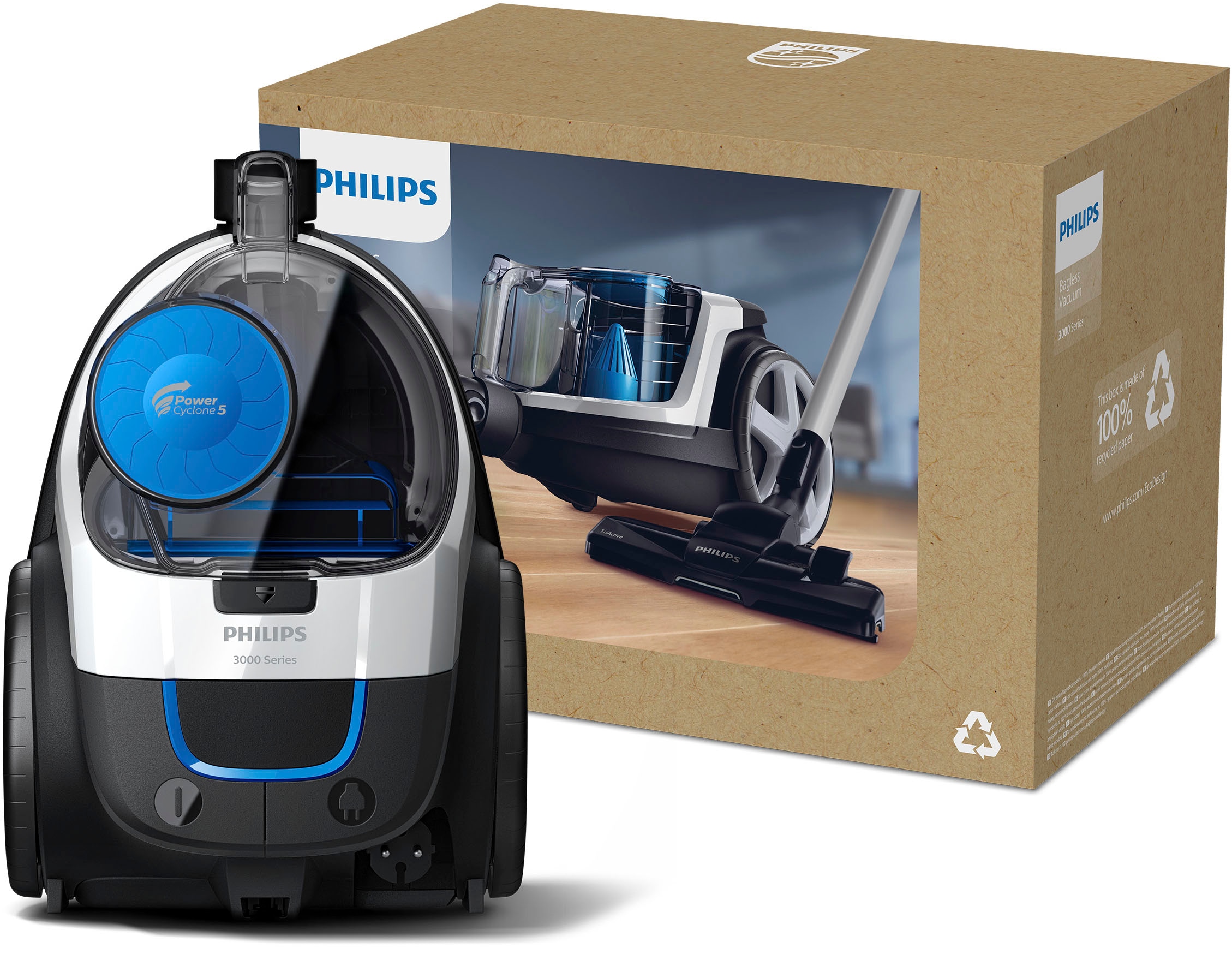 Philips Bodenstaubsauger »FC9332/09« 900 W beutellos mit 1,5 l Fassungsvermögen und Tri-Active-Düse
