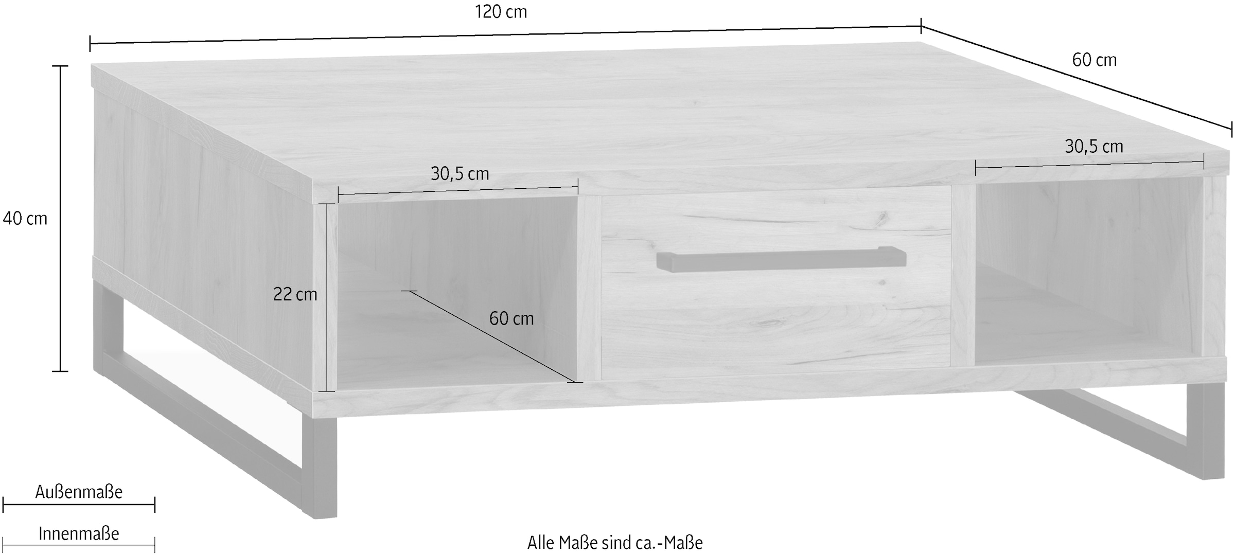 OMG Design Couchtisch »Ronda« 1 Stk. tlg. Oval mit Metallgestell