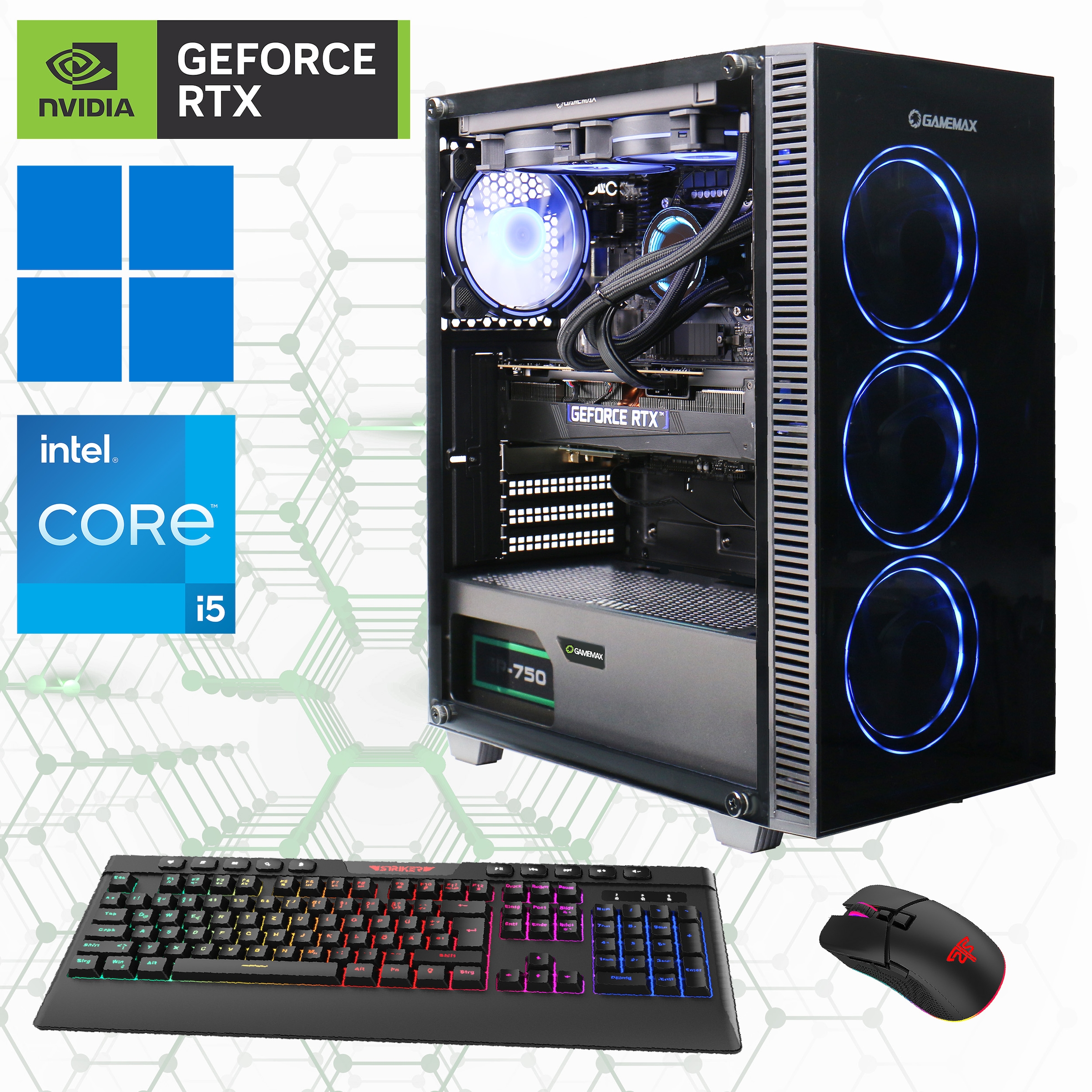 Gaming-PC (Intel® Core i5 14400F, RTX 4060, 32 GB RAM, 2000 GB SSD, Wasserkühlung,...