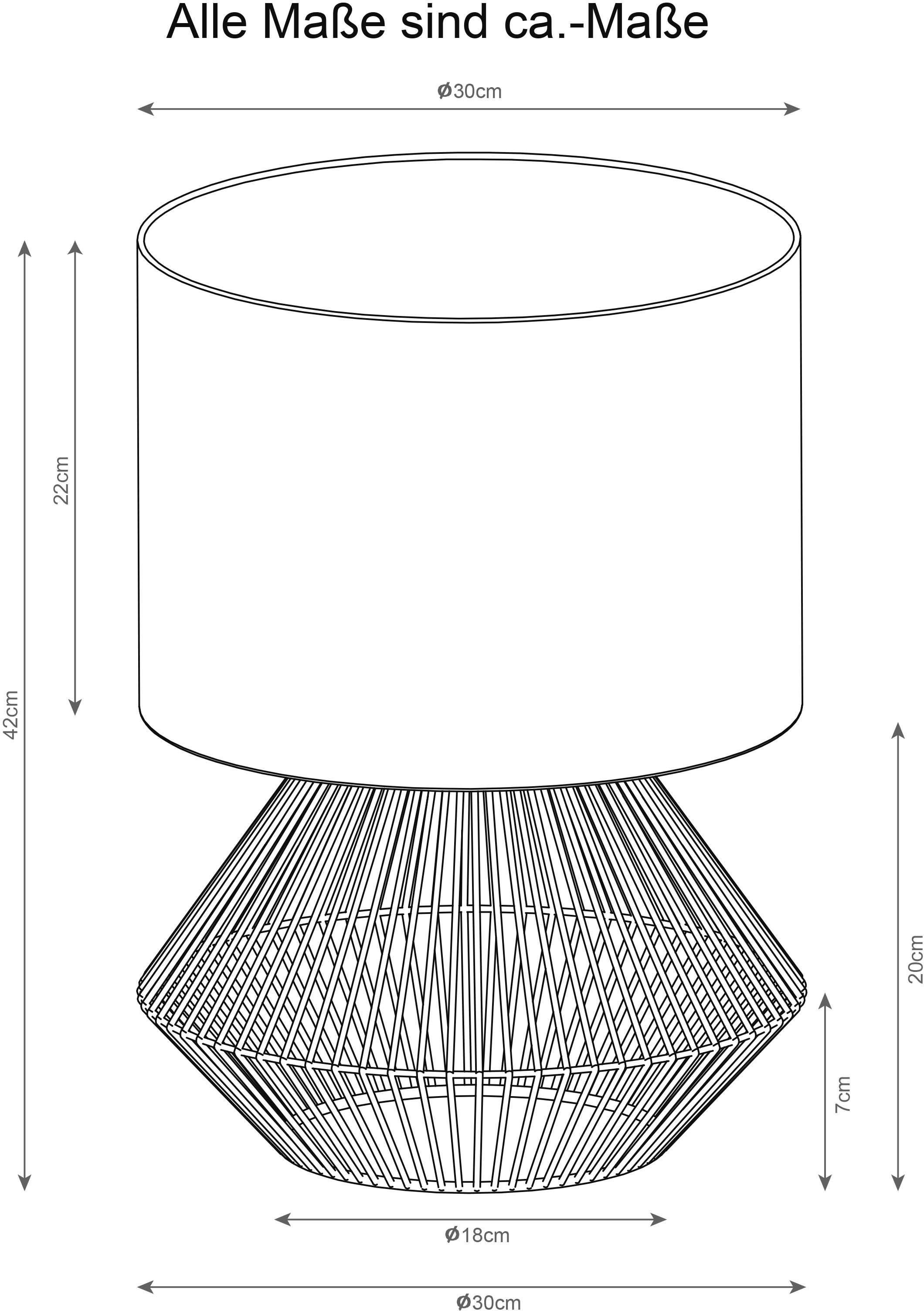 LeGer Home by Lena Gercke Tischleuchte »Zuri«, 1 flammig, Leuchtmittel E27 | ohne Leuchtmittel, Tischlampe mit Sisal Schnur, Leinenschirm / Stoff - beige
