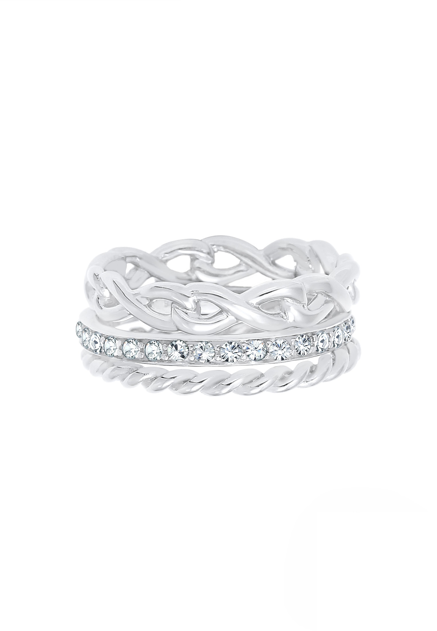 Elli Ring-Set »Ring Ring Set Infinity Kristalle 925 Silber«