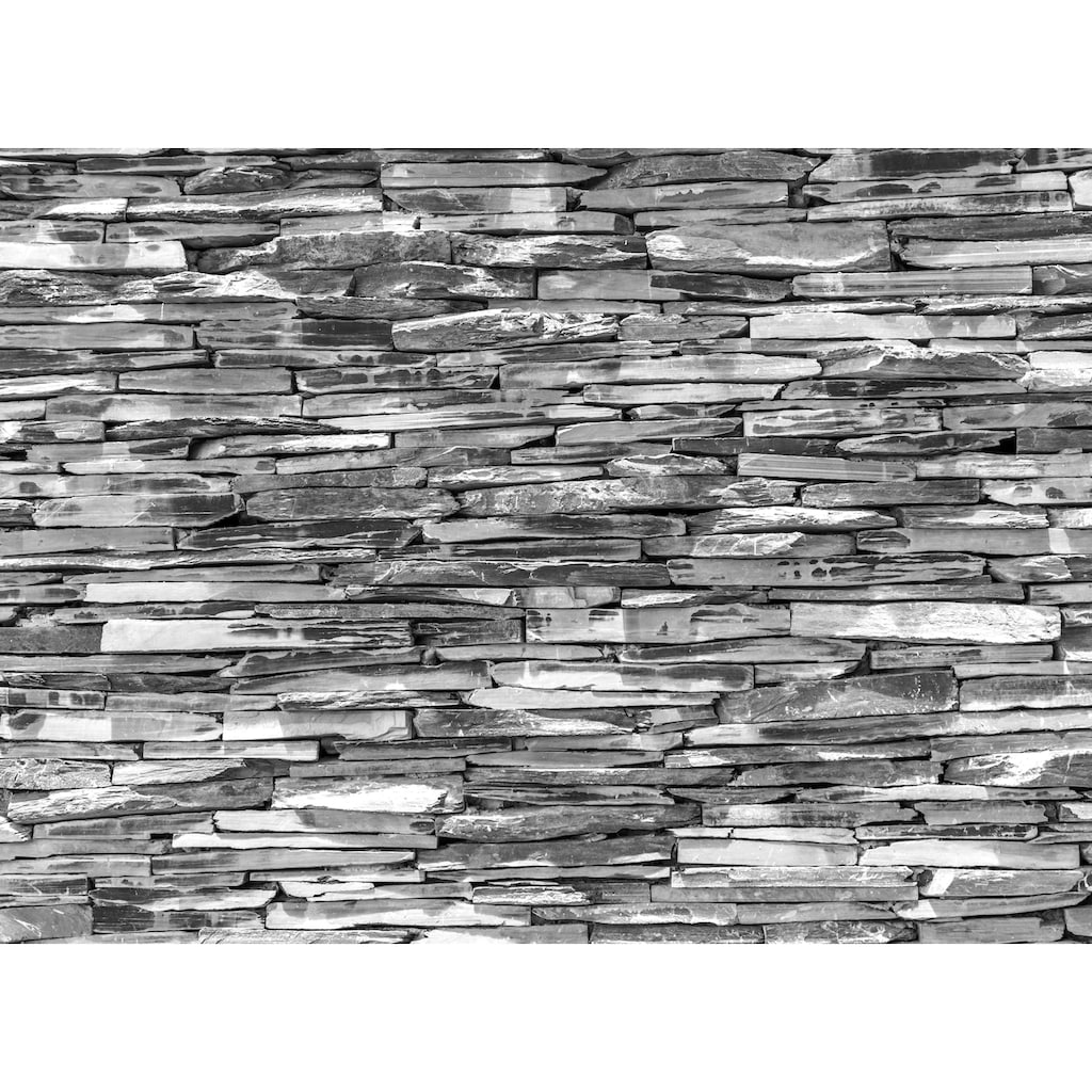 Papermoon Fototapete »Steinwand Schwarz & Weiß«