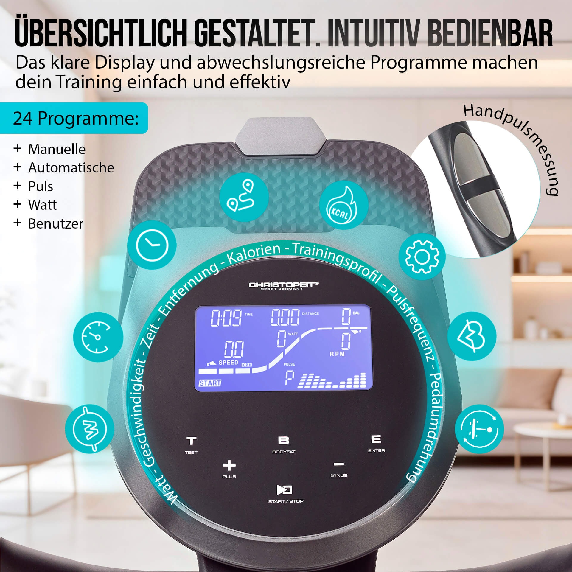 Christopeit Sport® Ergometer »EM 8000« 150 kg max. Benutzergewicht, Fahrrad, 32 Widerstandsstufen