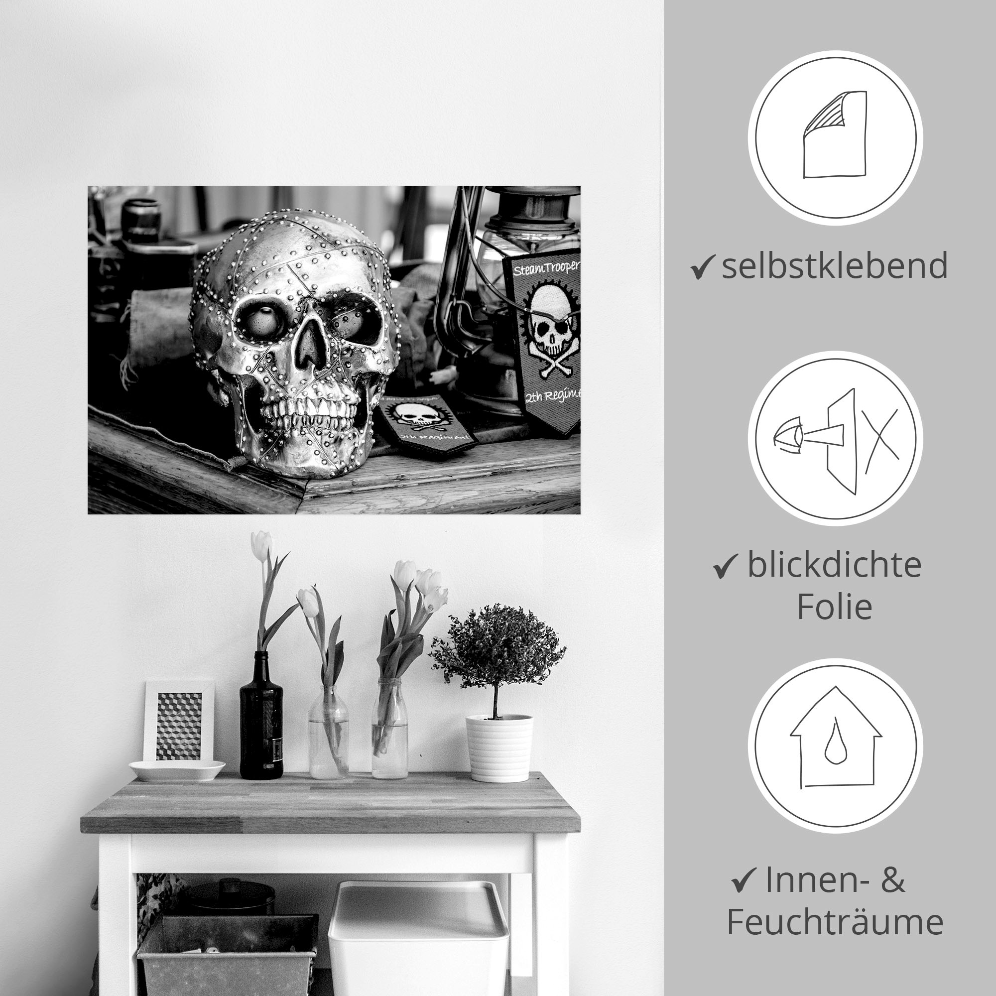 Artland Wandbild »Totenkopf«, klassische Fantasie, (1 St.), als Leinwandbild, Poster, Wandaufkleber in verschied. Größen