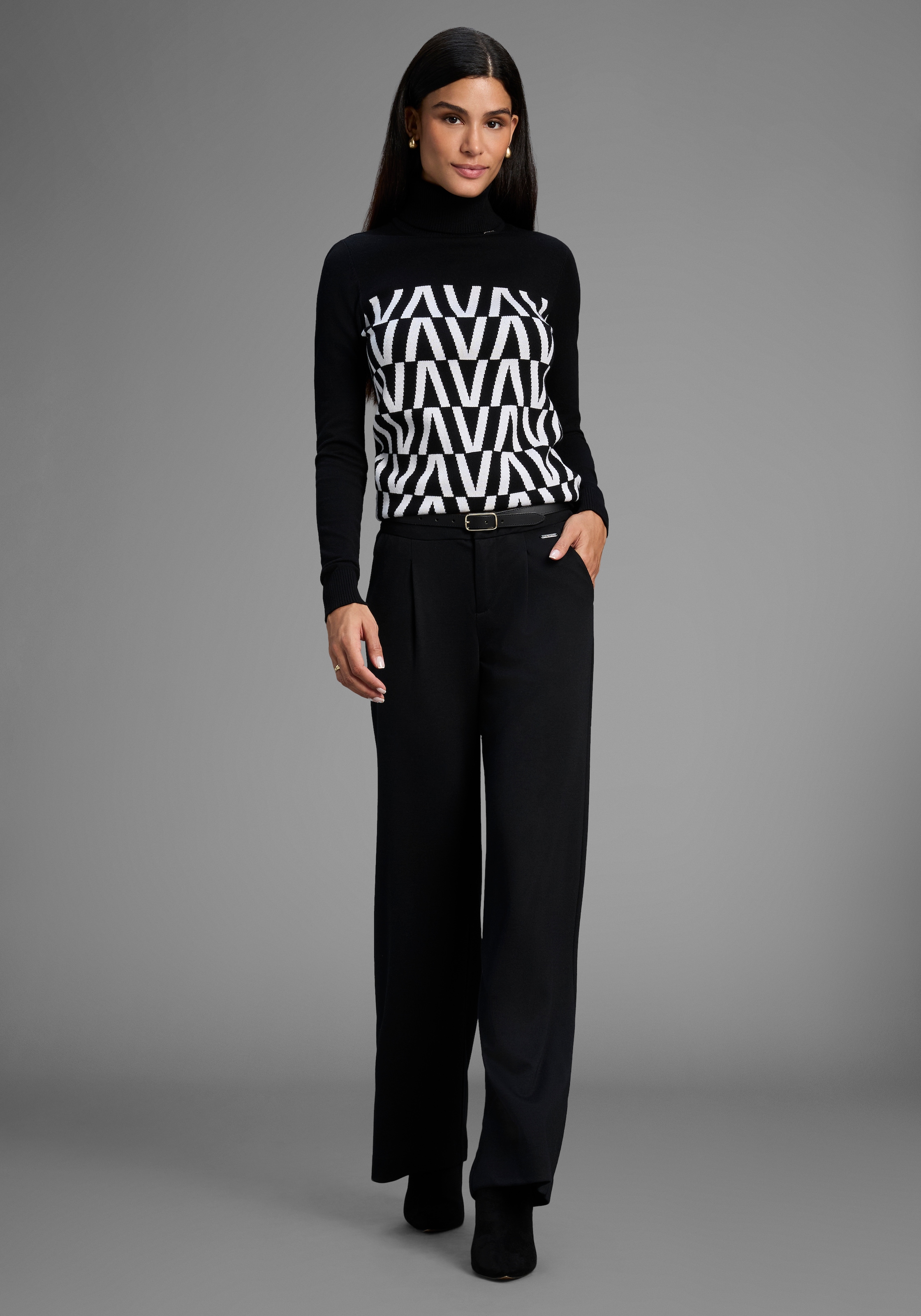 Bruno Banani Stehkragenpullover in grafischem Strickmuster - NEUE KOLLEKTION