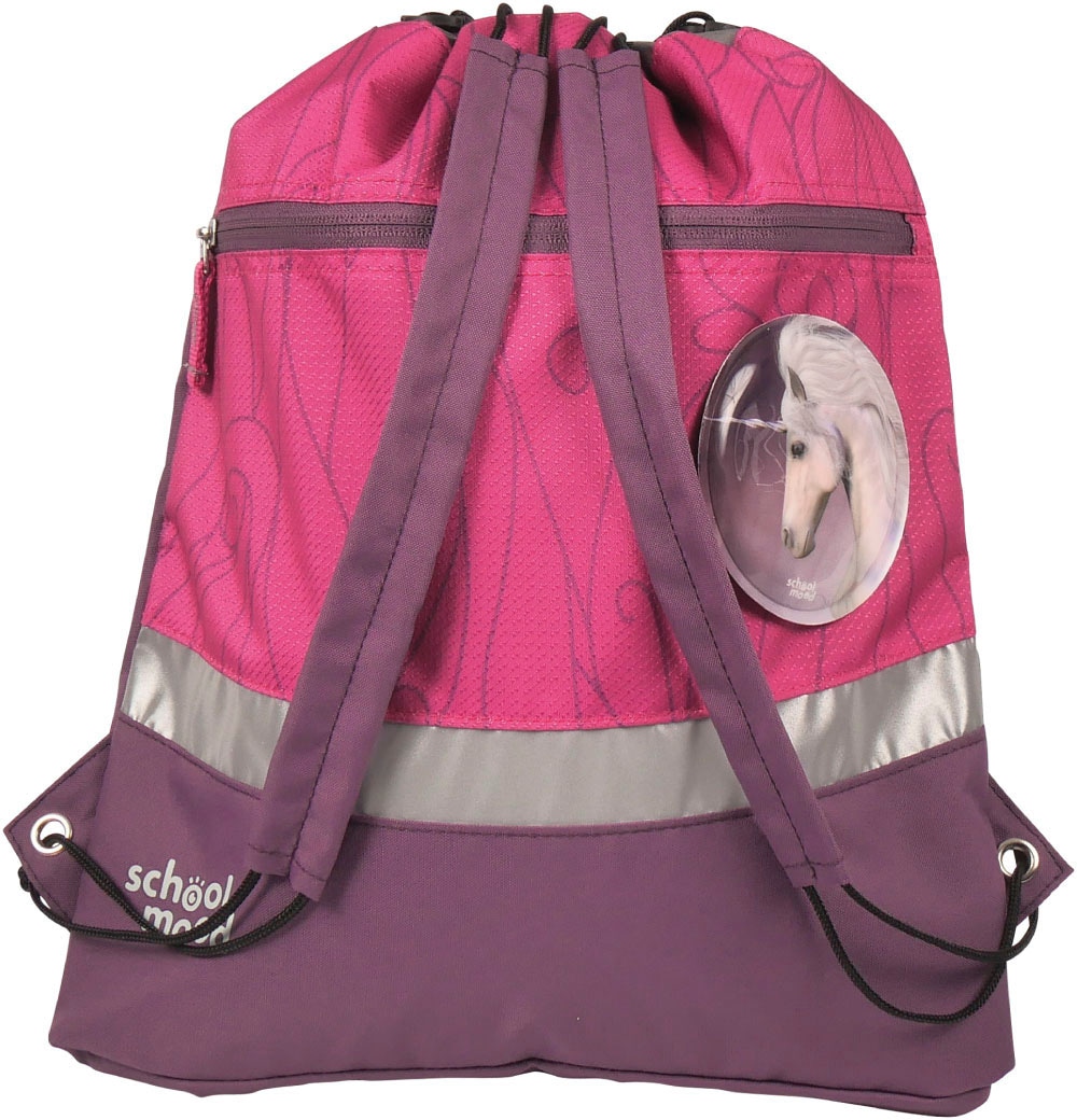 SCHOOL-MOOD® Schulranzen »Timeless, Luisa (Einhorn)«, retroreflektierende Flächen, mit LED-Patchy; aus recyceltem Material