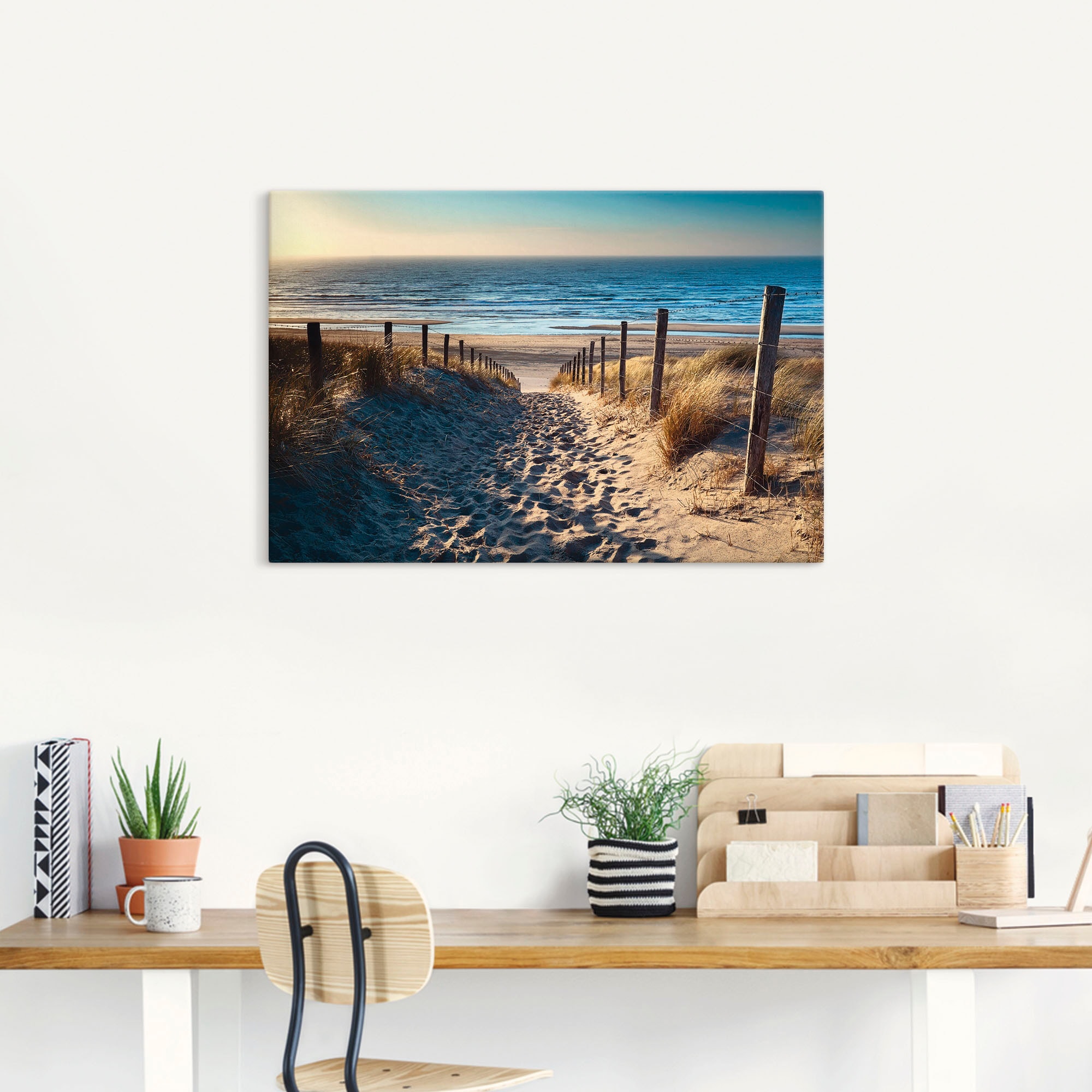 Artland Wandbild »Weg zum Nordseestrand Sonnenuntergang«, Strand, (1 St.), als Alubild, Outdoorbild, Leinwandbild, Poster, Wandaufkleber