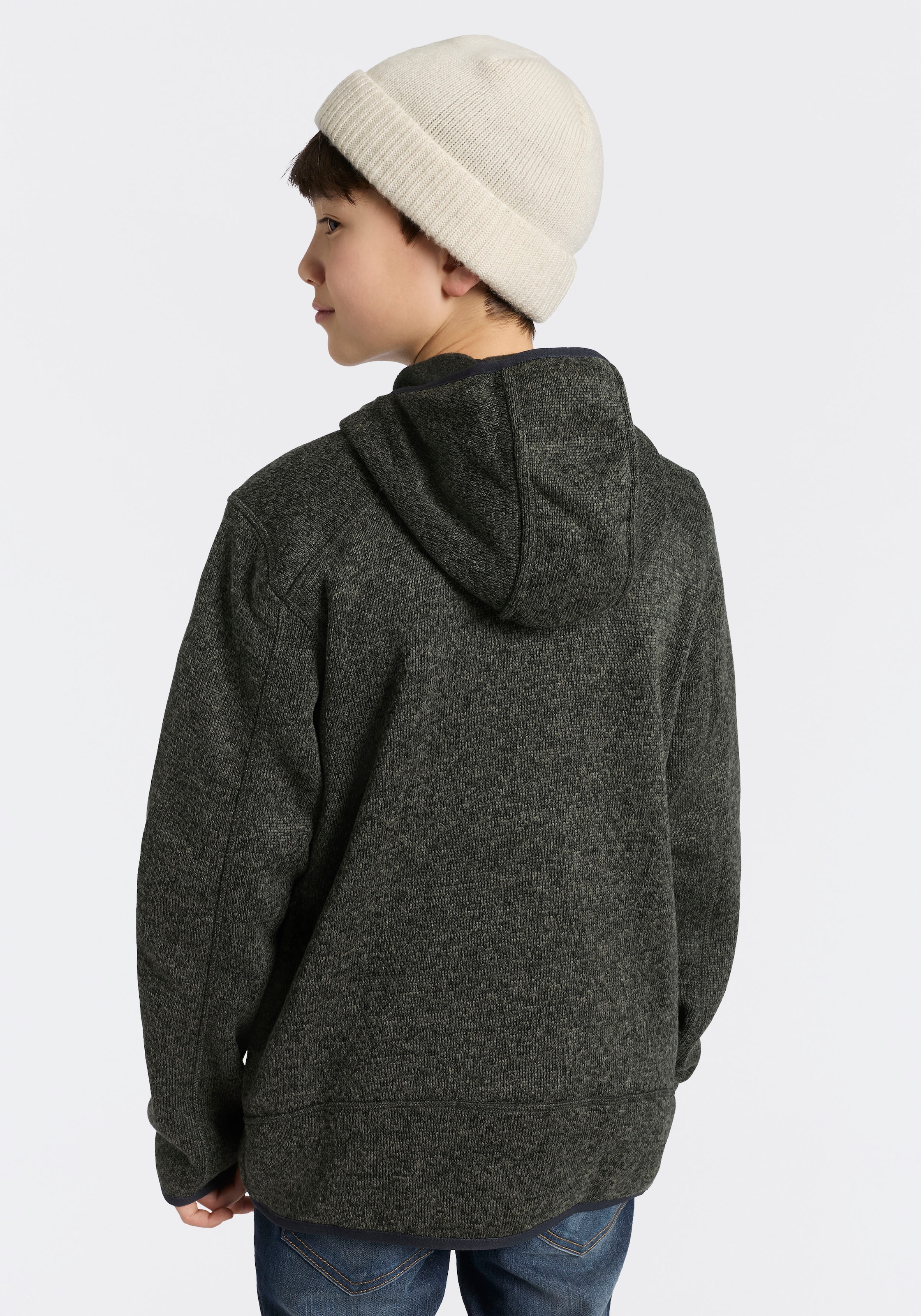 CMP Strickfleecejacke »KID JACKET FIXED HOOD« mit Kapuze wasserabweisend, windabweisend, mit Kapuze, wärmeisolierend