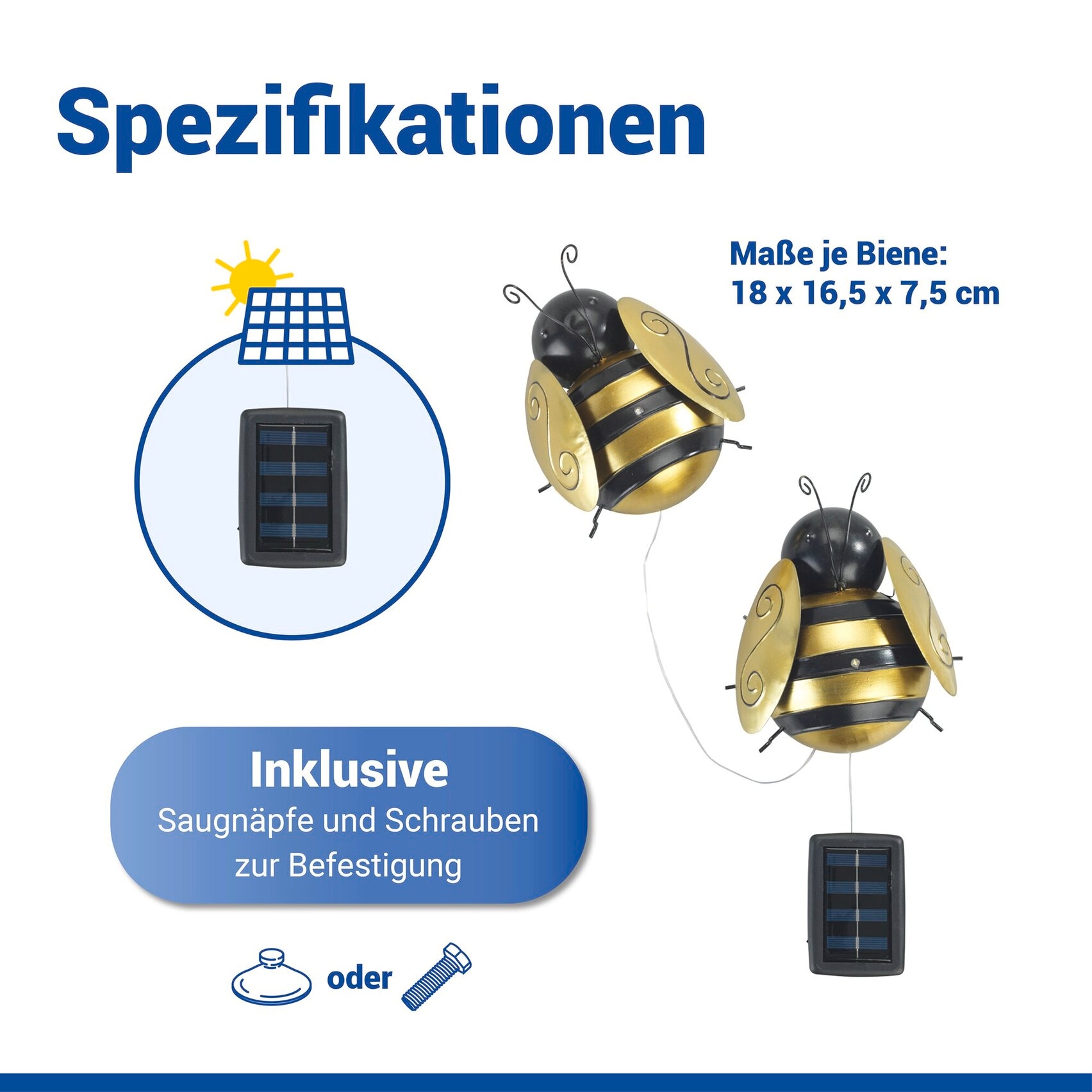 Maximex LED Gartenleuchte »Modell Biene« Warmweiß solarbetriebene Gartendekoration, leuchtet bis zu 10 Stunden