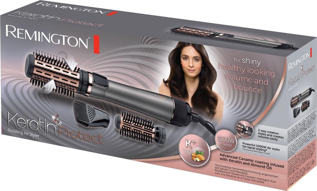 Remington Warmluftbürste »AS8810 E51 Keratin Prot. Rot. Air Styler«, 3 Aufsätze}, 1.000 Watt, angereichert mit Keratin & Mandelöl, 3 Aufsätze