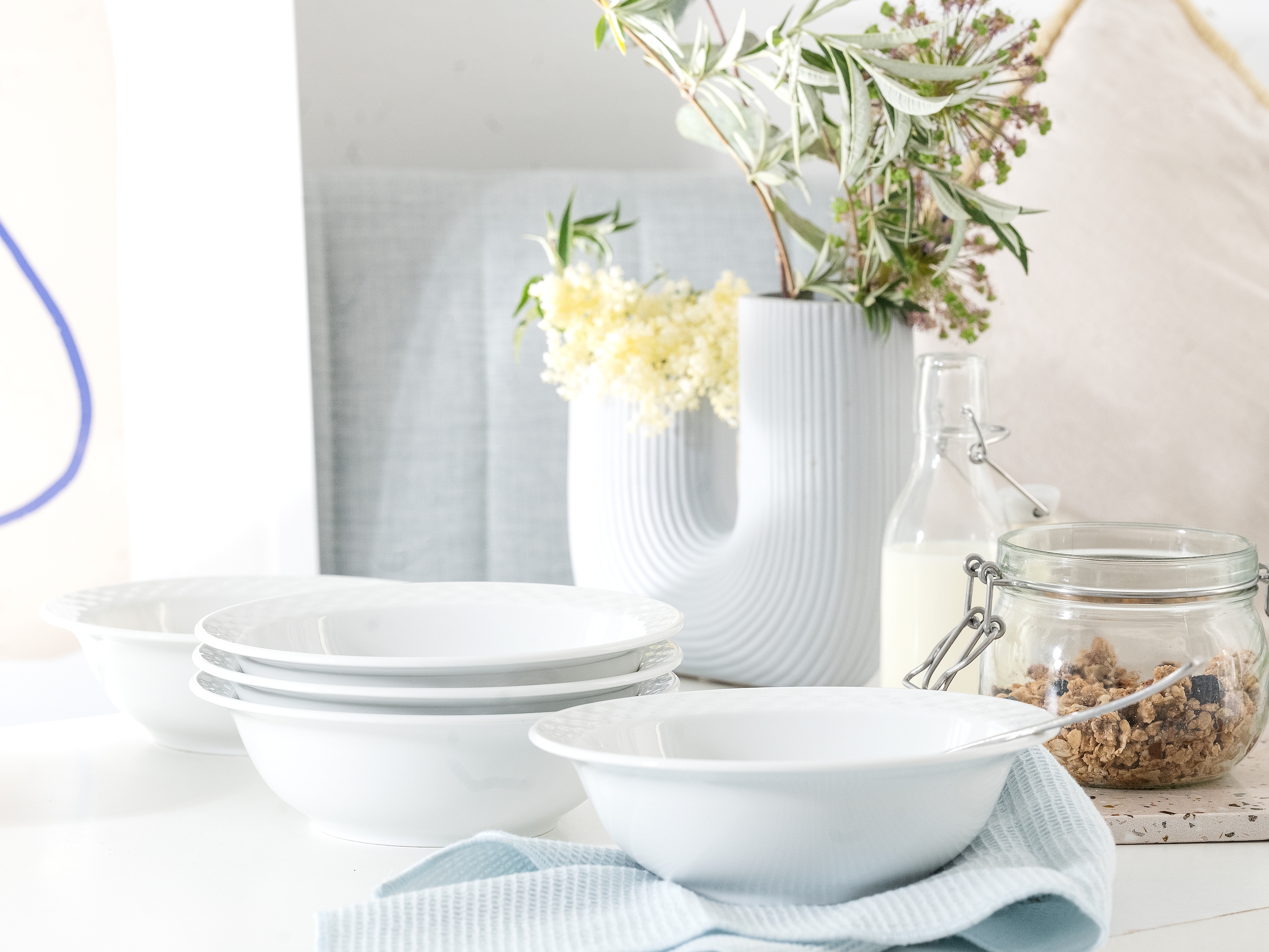 CreaTable Müslischale »Polo, Schalen-Set, 6-tlg.« 6 aus Porzellan Europäische Spitzenqualität, Manufakturstil, Ausdrucksstarkes Relief