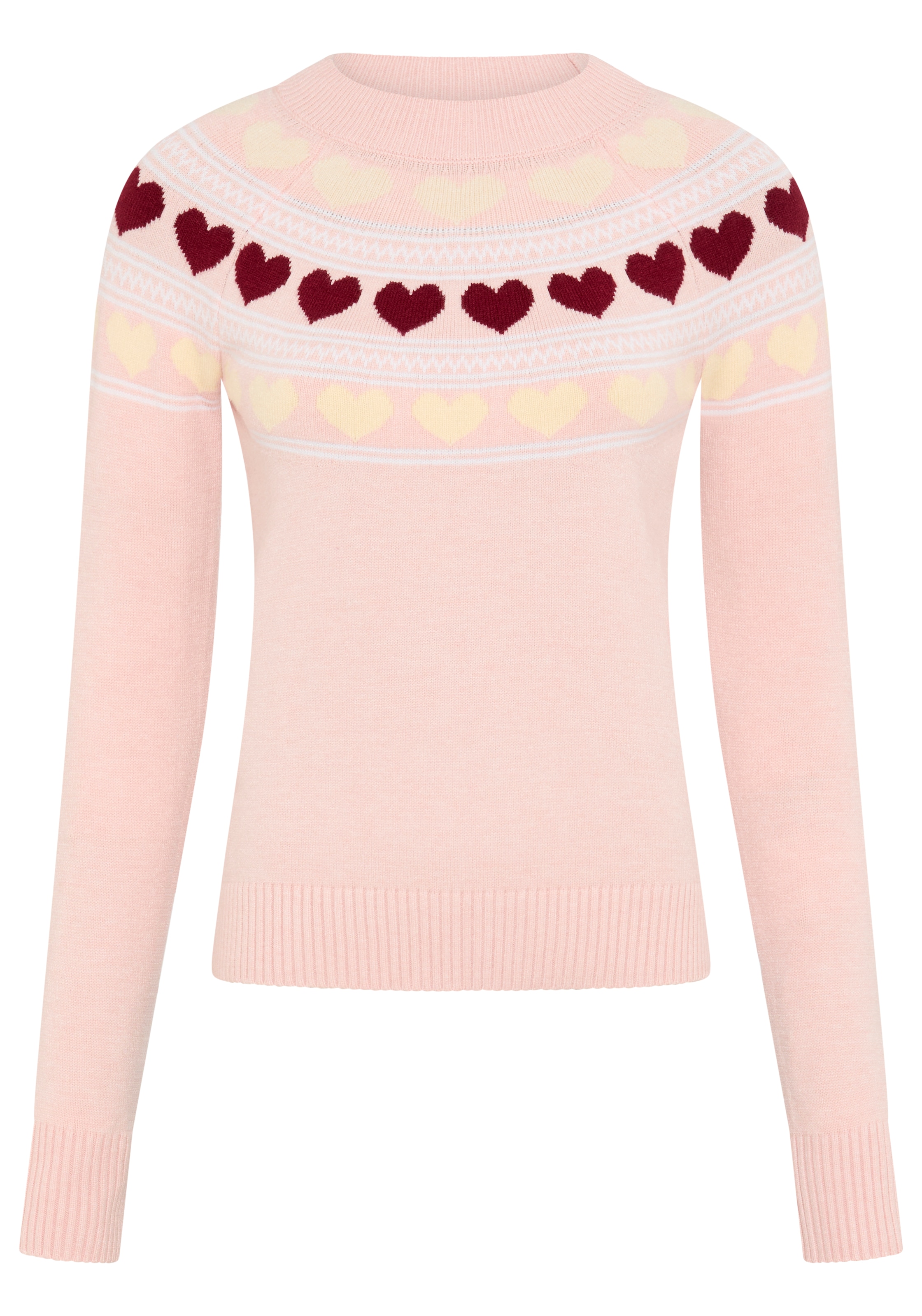 KangaROOS Norwegerpullover mit Rundhalsausschnitt, hüftlange Form, figurumspielende Passform