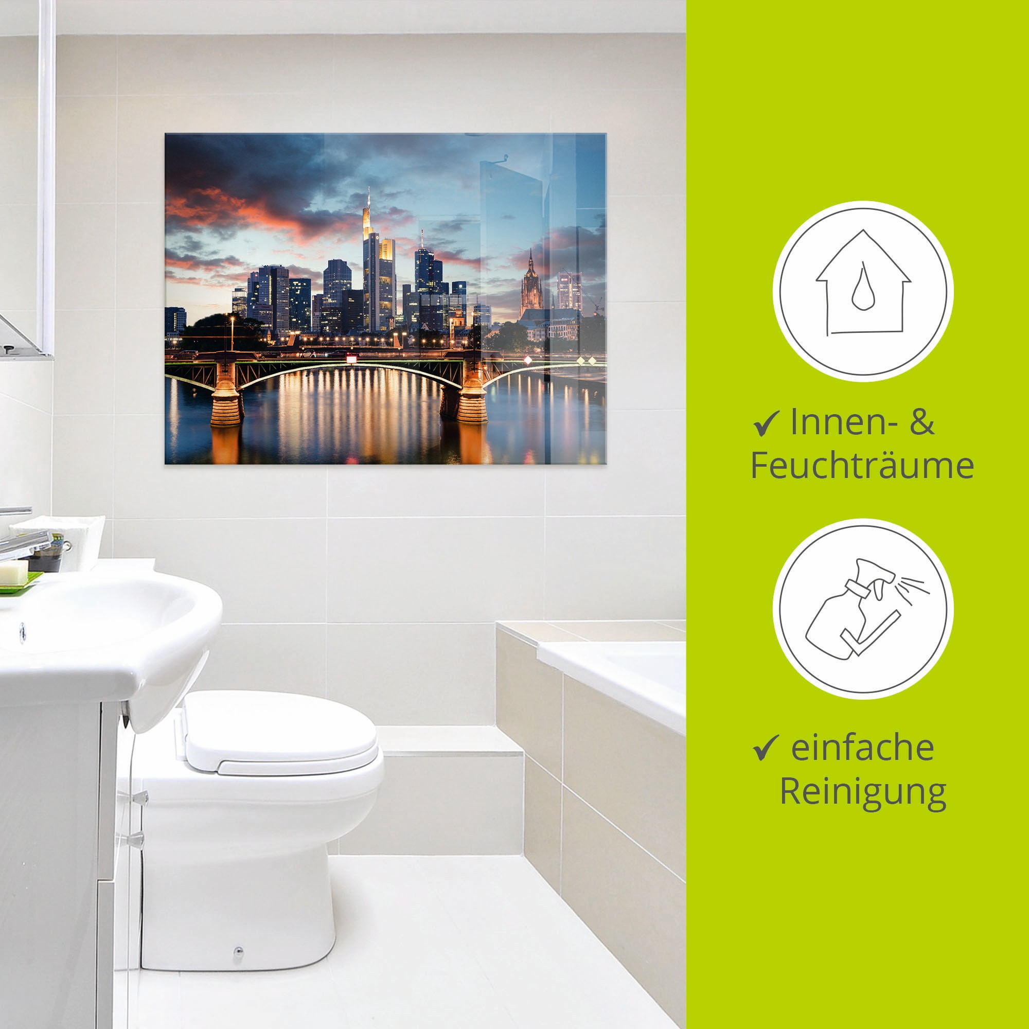 Artland Glasbild »Frankfurt am Main Skyline II« Deutschland 1 Stk. tlg. in verschiedenen Größen