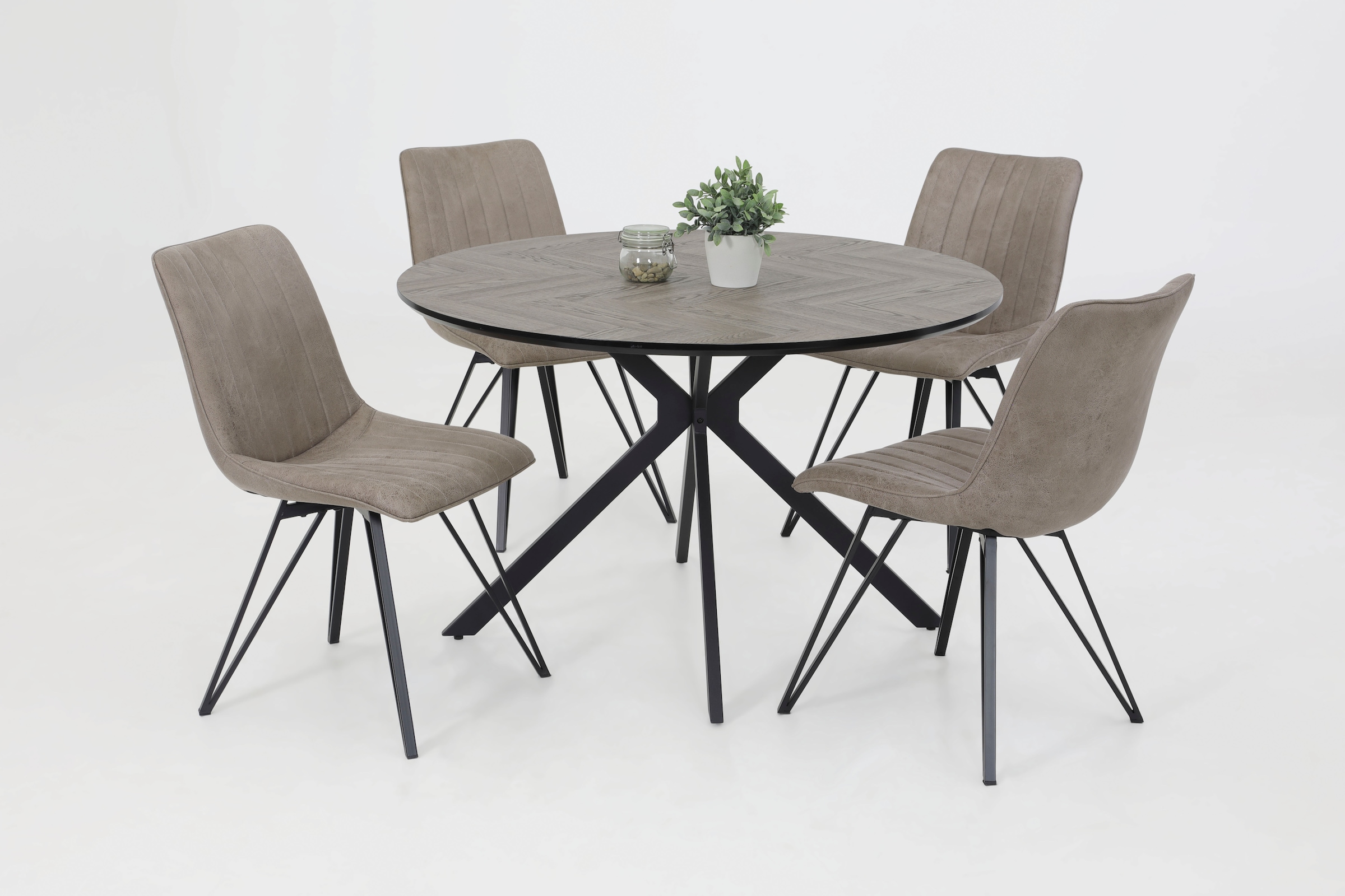 HELA Esstisch »PETRA«, (1 St.), rund, Schweizer Kante, MDF, Fischgrät Nachbildung