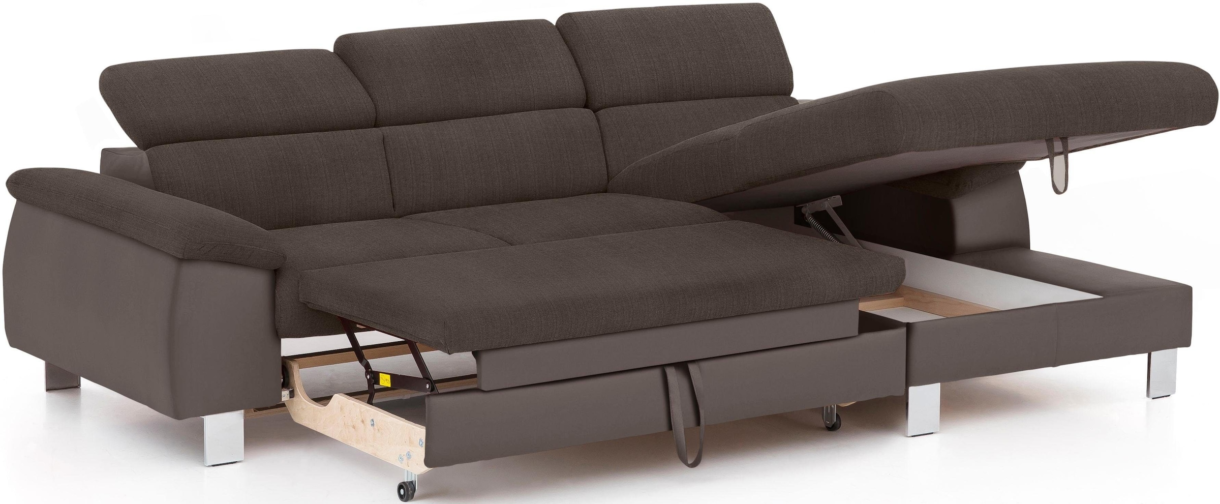 COTTA Polstergarnitur »Komaris L-Form«, (Set), Set bestehend aus: Ecksofa mit Kopfteilverstellung & Hocker