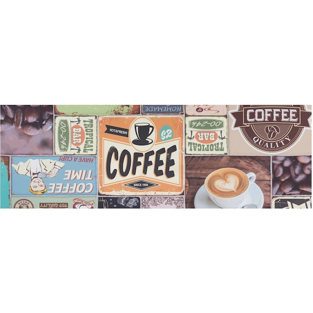 Primaflor-Ideen in Textil Vinyl-Läufer »Küchenläufer COFFEE TIME«,  rechteckig, aus Vinyl, abwischbar, Patchwork Design, Motiv Kaffee, Küche