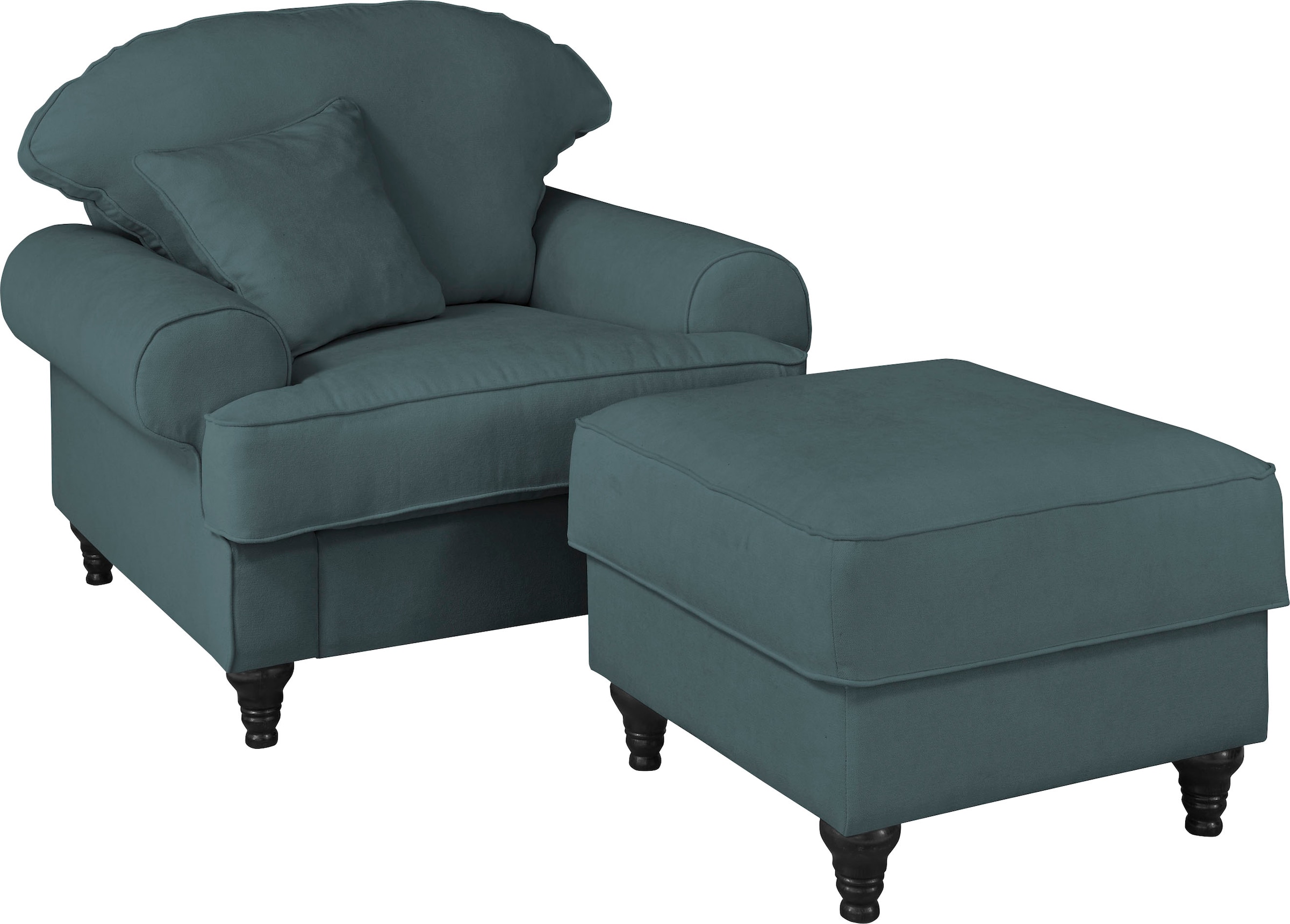 Home affaire Sessel »WESTMINSTER«, (Set, 2 St., 1Sessel, 1 Hocker), mit Federkern-Polsterung