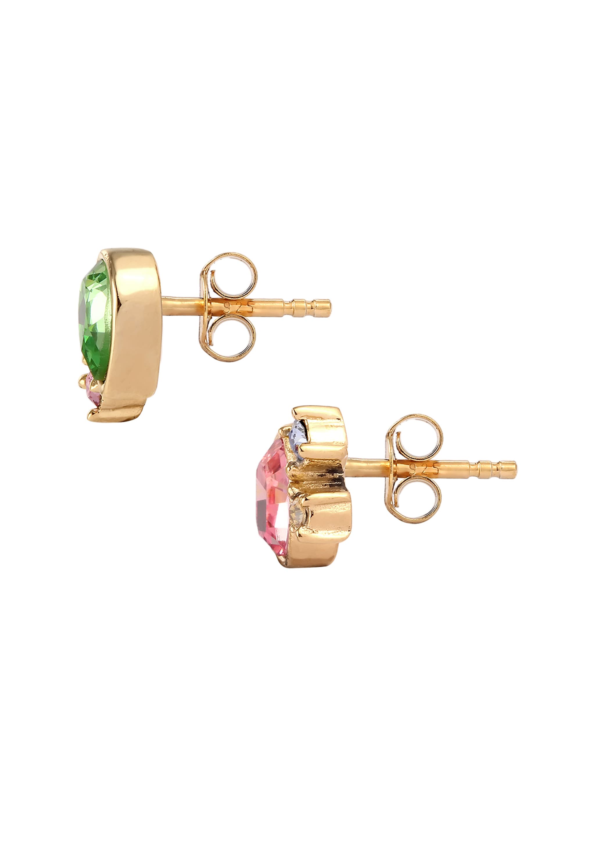 Elli Paar Ohrstecker »Ohrringe Ohrstecker Glas Kristalle Rosa Grün 925 Sterling Silber«