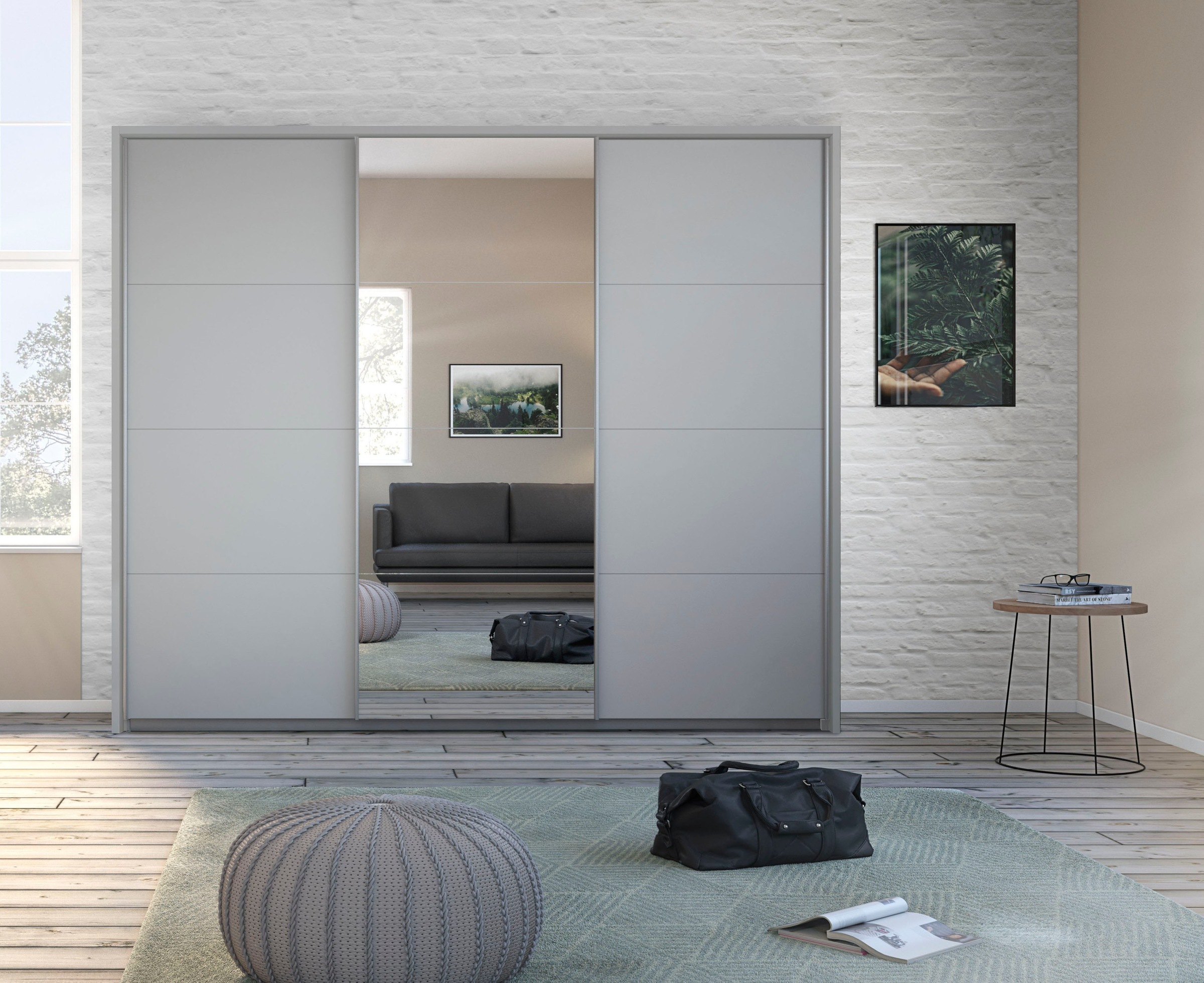 rauch Schwebetürenschrank »Kleiderschrank Schrank Garderobe Wäscheschrank TOMA mit Passepartout«, inkl. Regaleinsatz sowie zusätzlichen Einlegeböden MADE IN GERMANY