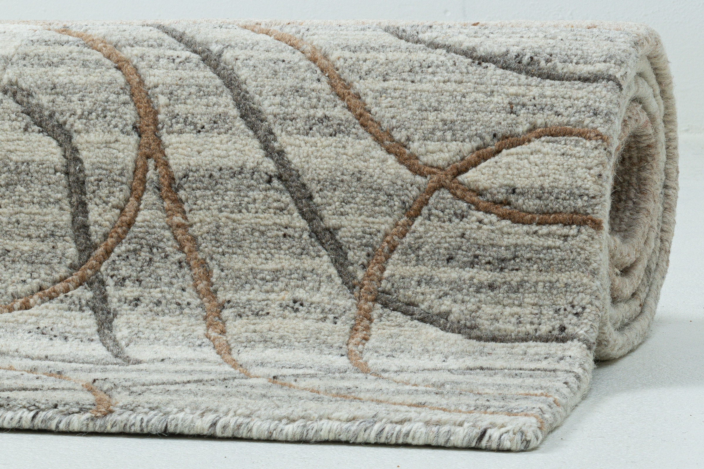 THEKO Wollteppich »Nakarta 2« rechteckig 12 mm Höhe reine Wolle, handgeknüpft, Naturtöne, Patchworkdesign, meliert