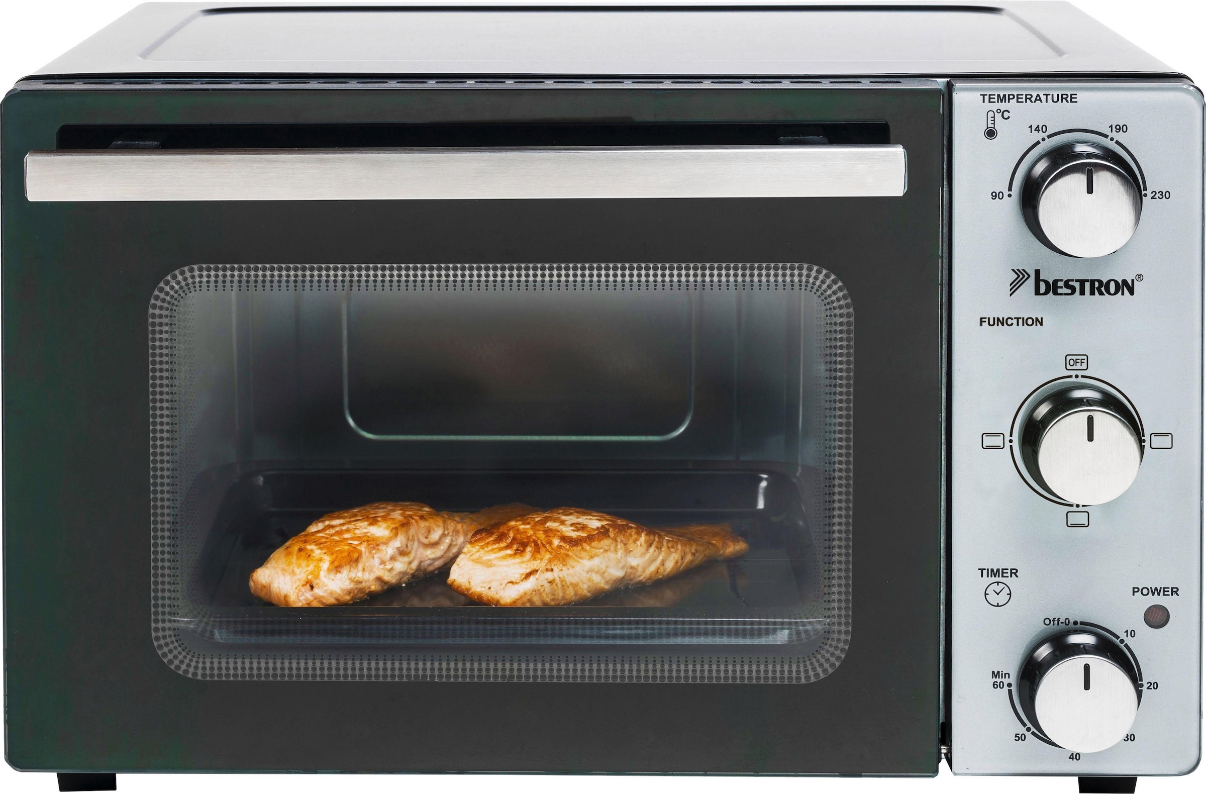 bestron Minibackofen »AOV20 kompaktes Gerät«, 1300 W, Edelstahl, Schwarz