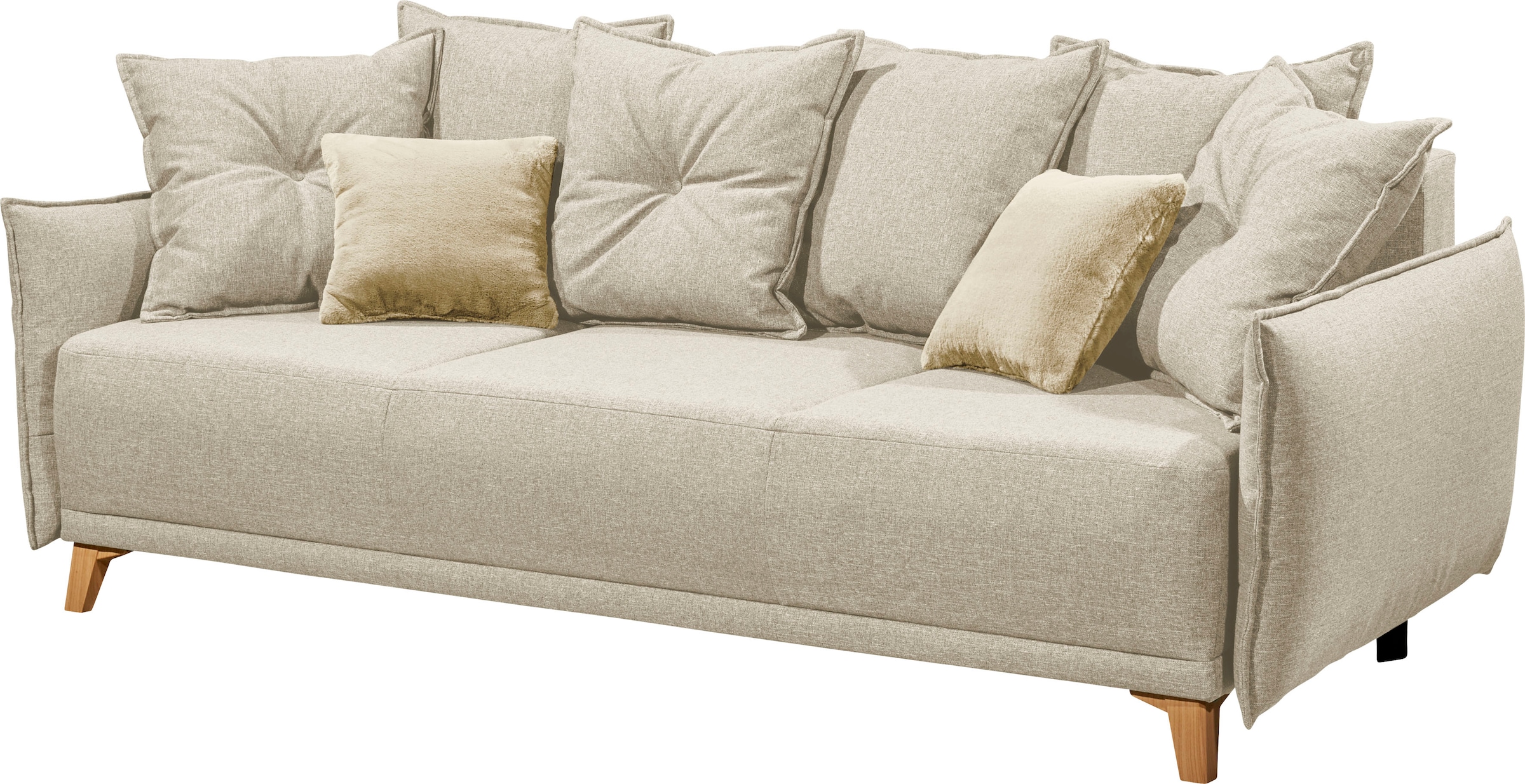 ED EXCITING DESIGN Schlafsofa »Pamplona«, mit Bettkasten & Zierkissen