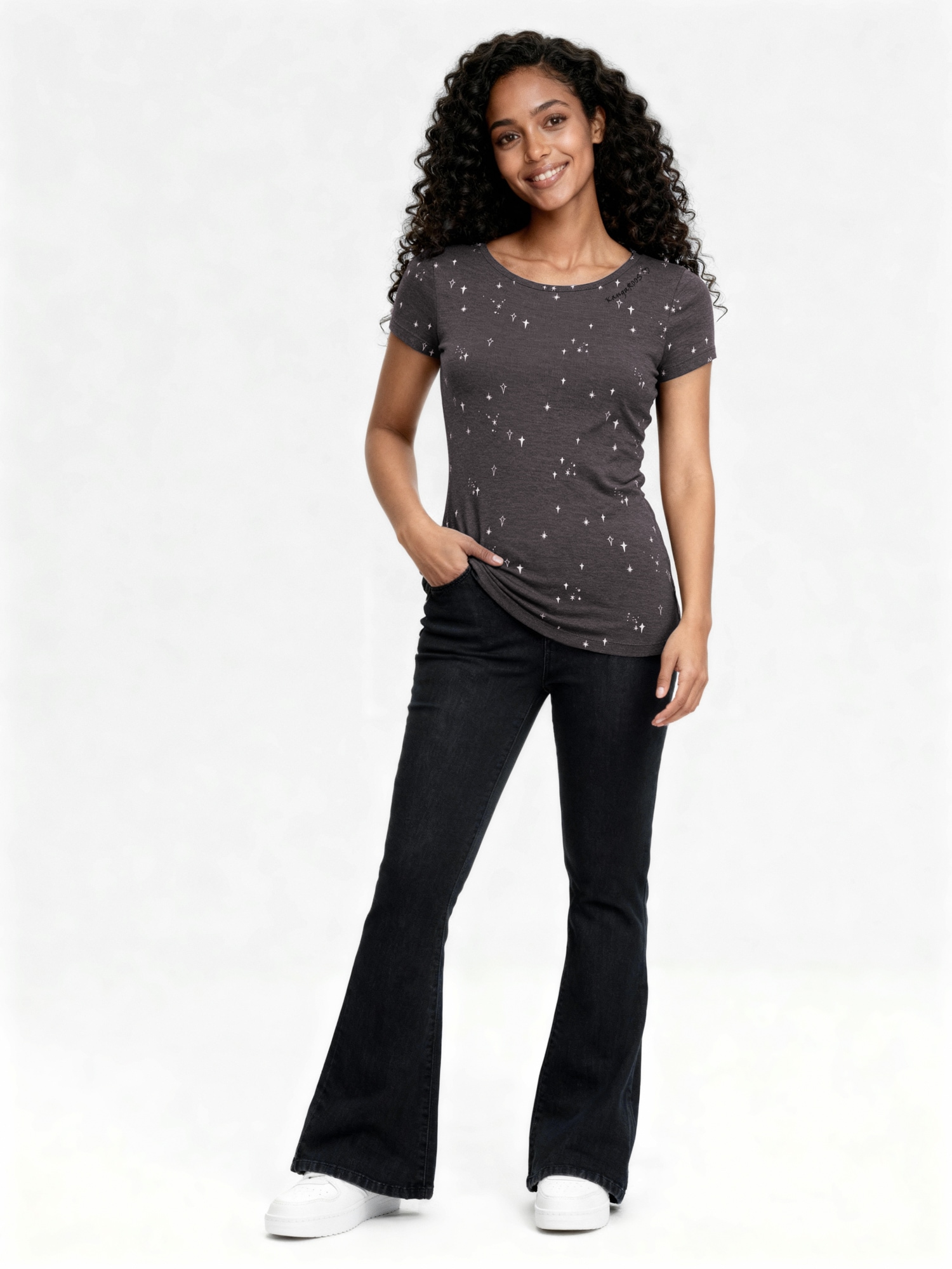 KangaROOS T-Shirt Kurzarm,  sehr figurbetont,  mit Kontrastnaht