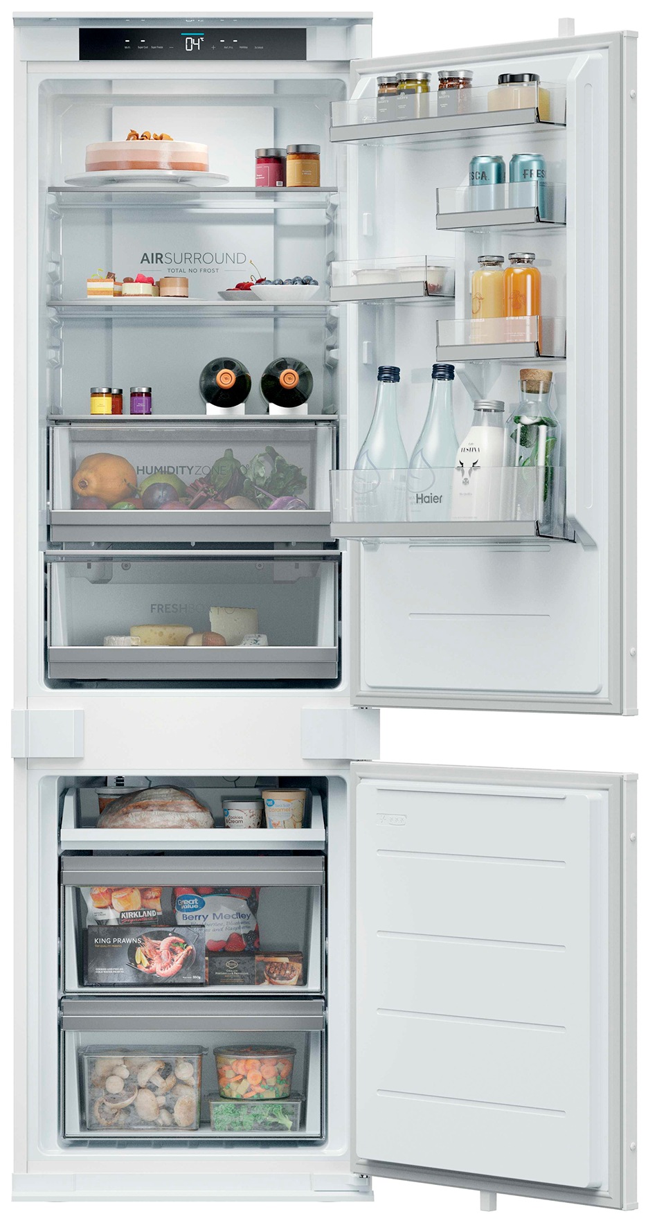 Haier Einbaukühlgefrierkombination ID Titanium 2 »HBQW5518E« 177,2 cm hoch 54 cm breit Humidity Zone: Obst, Gemüse und Salat 2x länger frisch halten