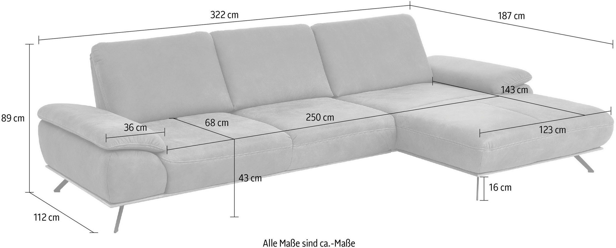 Die PlanBar Ecksofa »PN-EM18063 L-Form« wahlweise mit echt bezogenem Rücken und Sitztiefenverstellung
