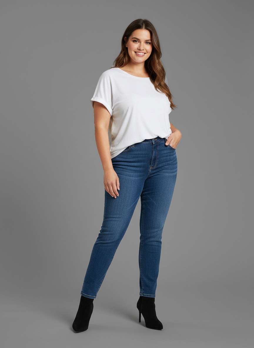 Laura Scott CURVE T-Shirt 2 Stk. im 2er Pack mit modischem Ärmelaufschlag - GROSSE GRÖSSEN