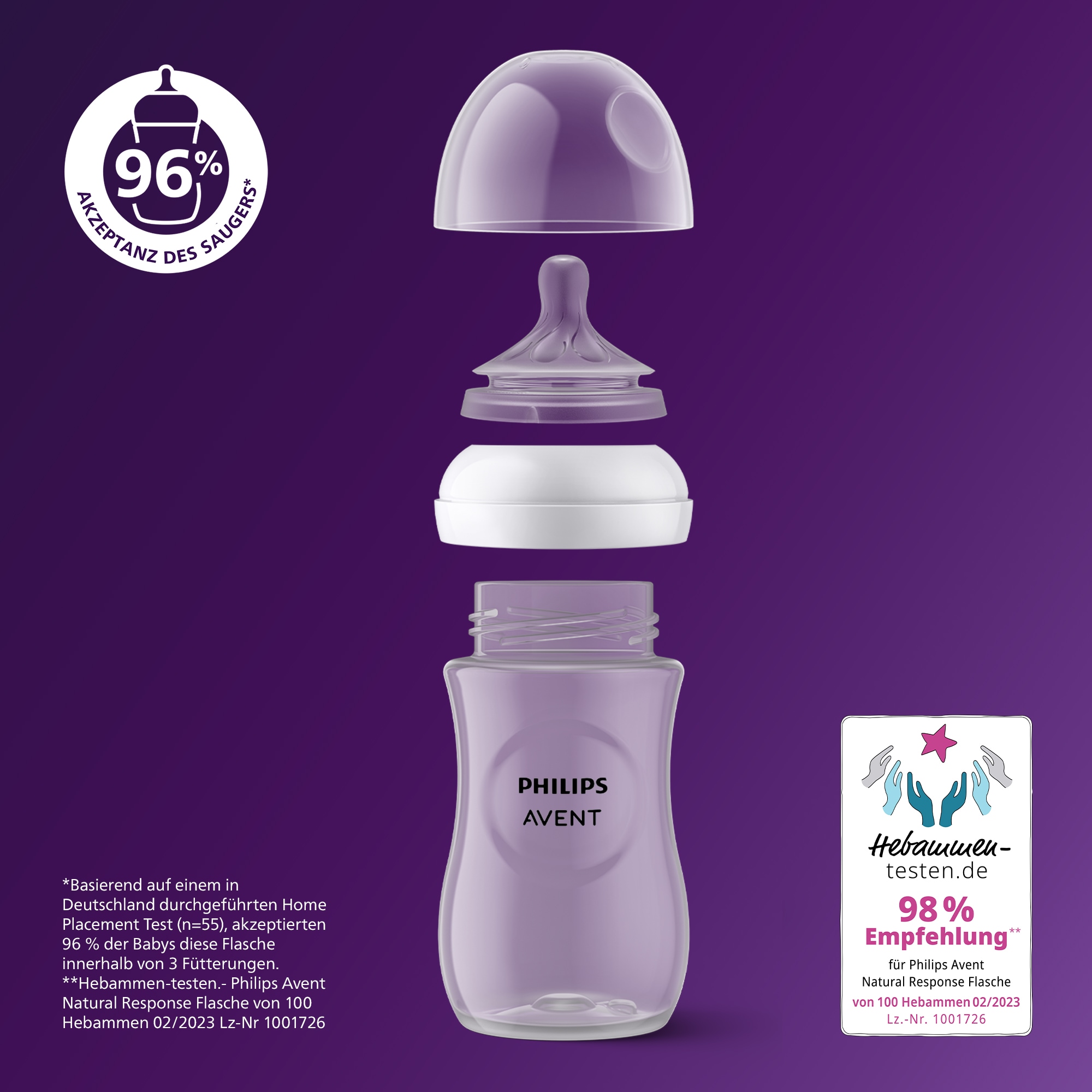 Philips AVENT Babyflasche »Natural Response Starter-Set für Neugeborene SCD838/11«, 4 Flaschen, ultra soft Schnuller und Flaschenbürste