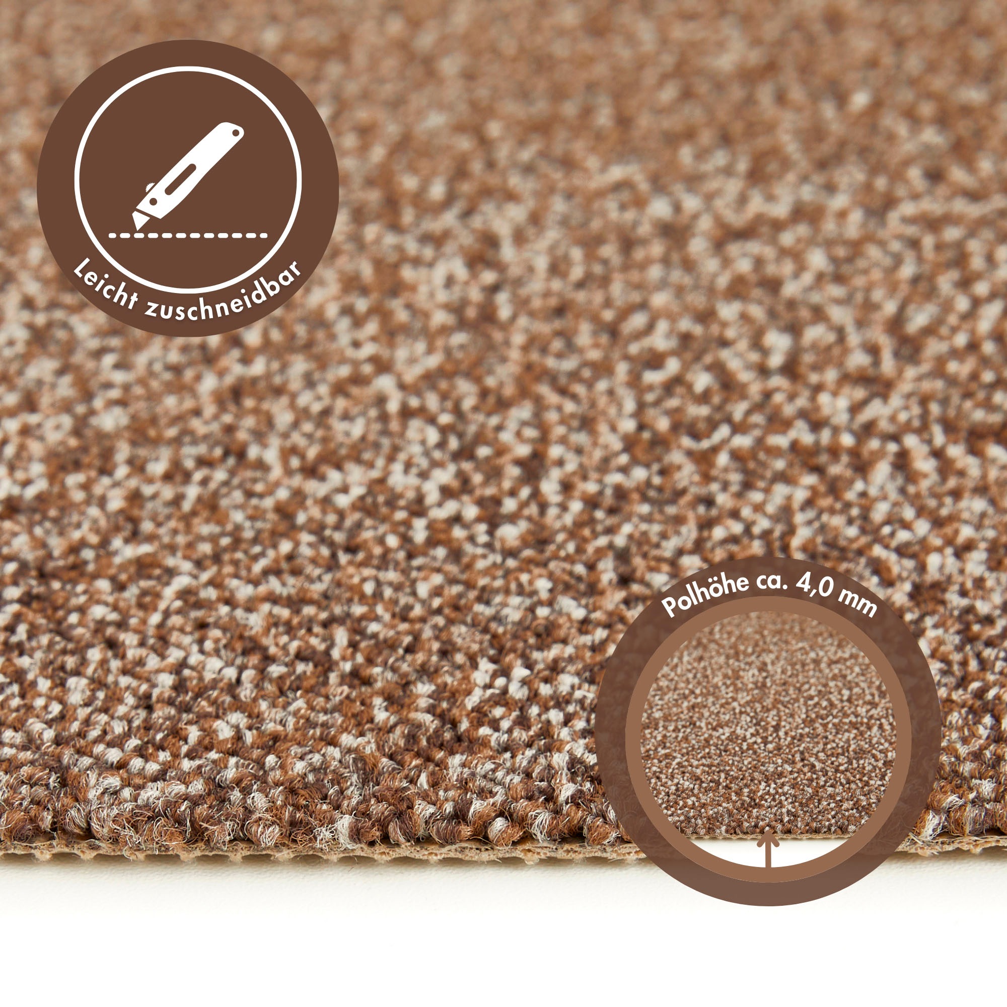 Andiamo Teppichboden »Matz, Schlinge, Made in Belgium«, rechteckig, 6 mm Höhe, meliert, Breite 400 cm oder 500 cm, strapazierfähig & pflegeleicht