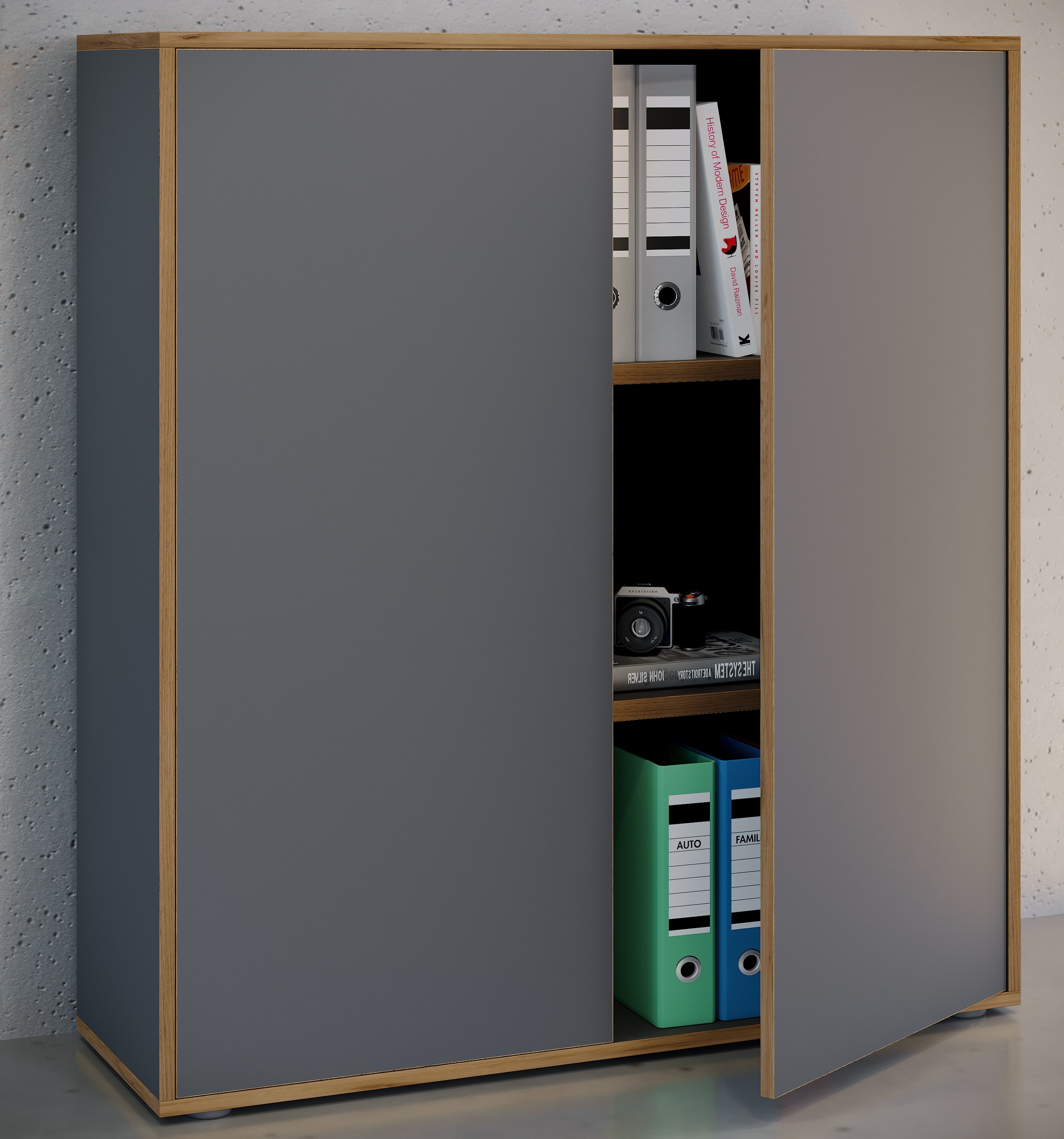 VCM Aktenschrank »VCM Holz Büroschrank Ordner Aktenschrank Büromöbel Schrank Salia 3-fach Breite 100 cm Drehtüren«, (1 St.)