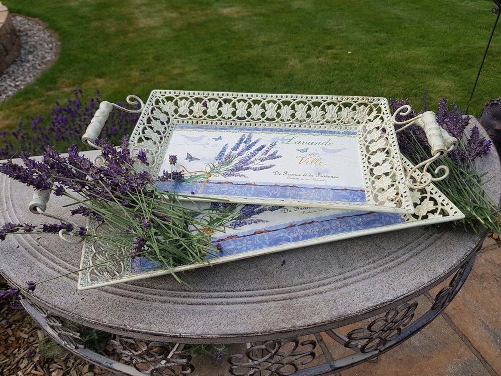 Ambiente Haus Tablett »Lavendel-Tablett 2er Set«, (1 tlg.) mit 3 Jahren XXL  Garantie